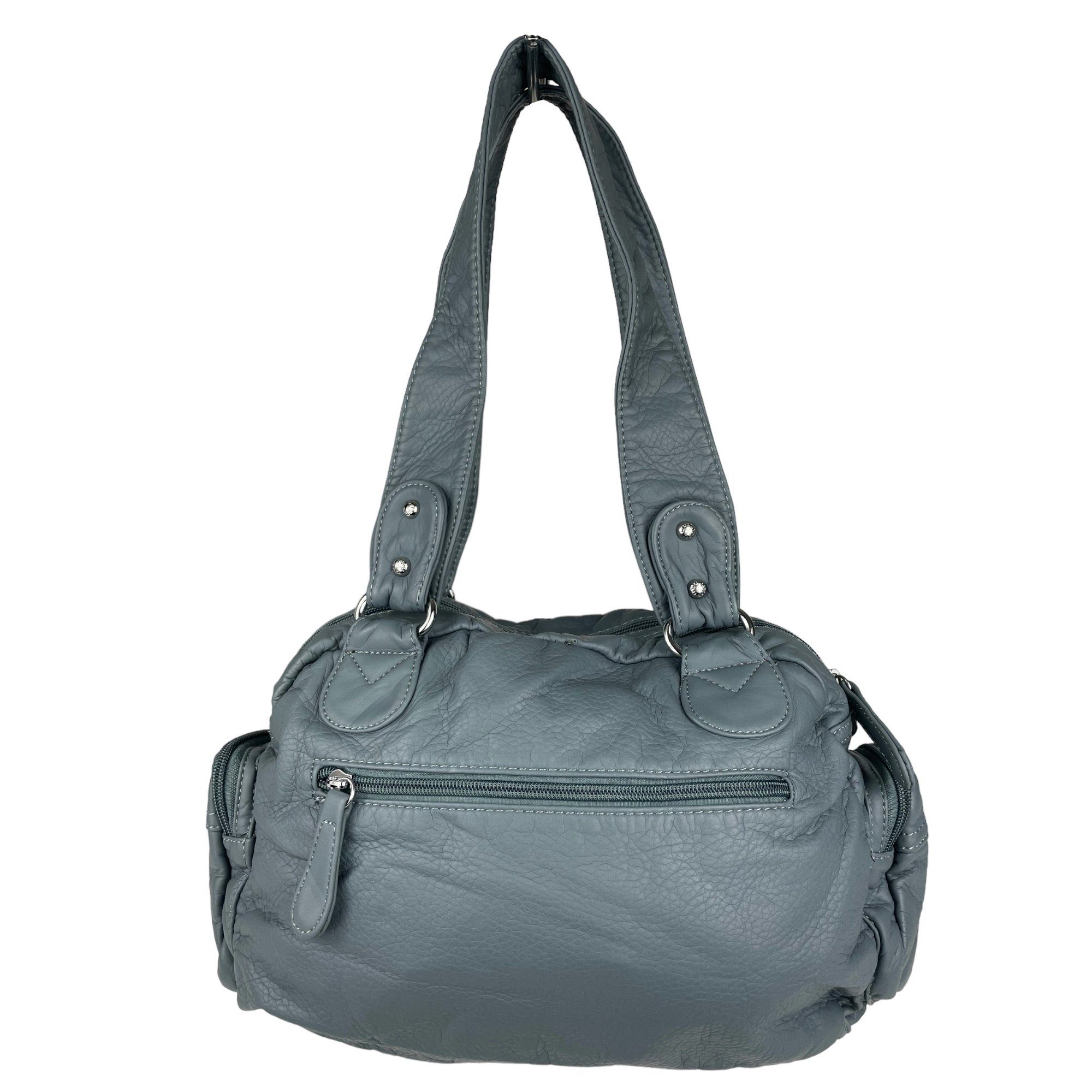 Taschen4life Schultertasche klassische Damen Handtasche (Schultertasche) mit Nieten AKW22032, viele Fächer, verstellbarer abnehmbarer Schulterriemen – Bild 4 von 5