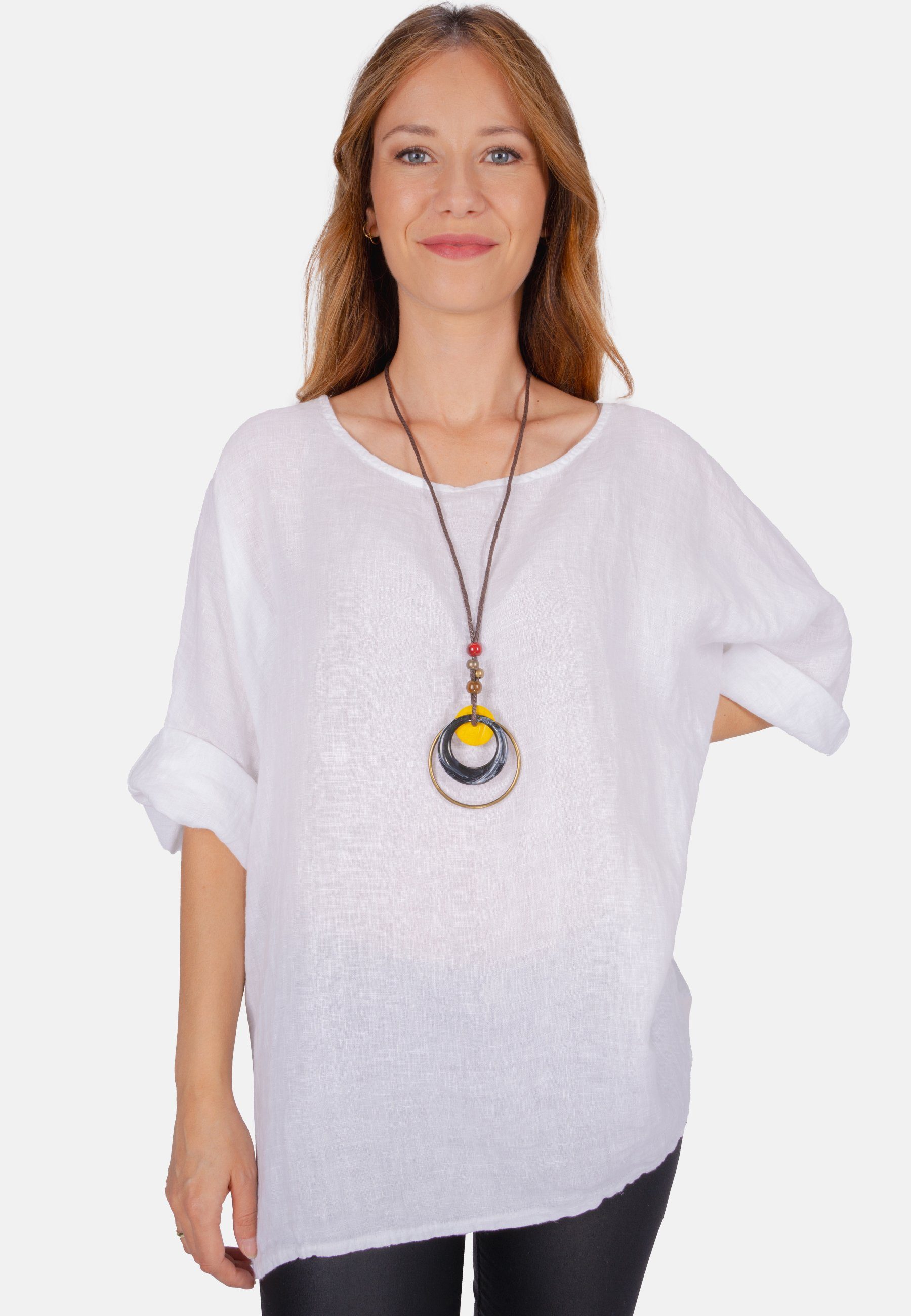 Seasons of April Kurzarmbluse Oversized Lina Weit geschnittene Leinenbluse günstig online kaufen