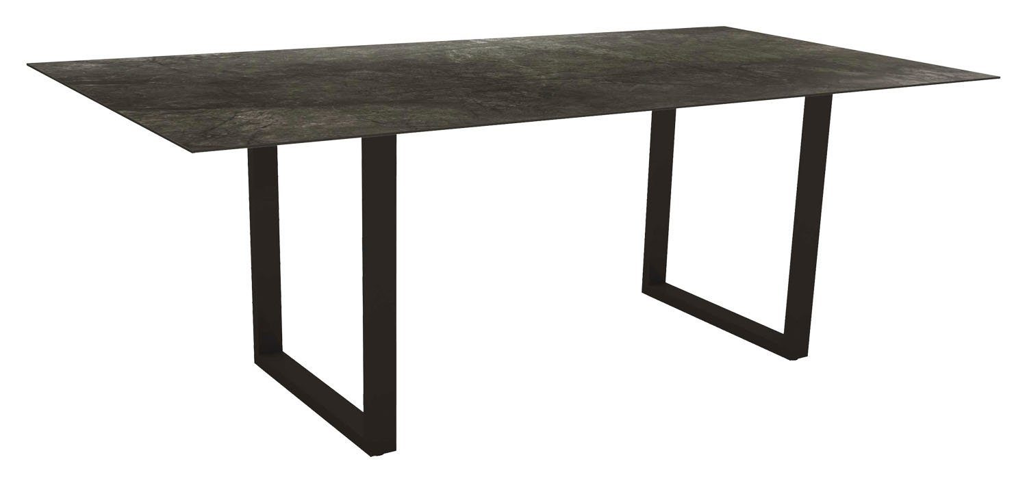Stern Gartentisch DARK MARBLE, B 200 x T 100 cm, Aluminium, Schwarz