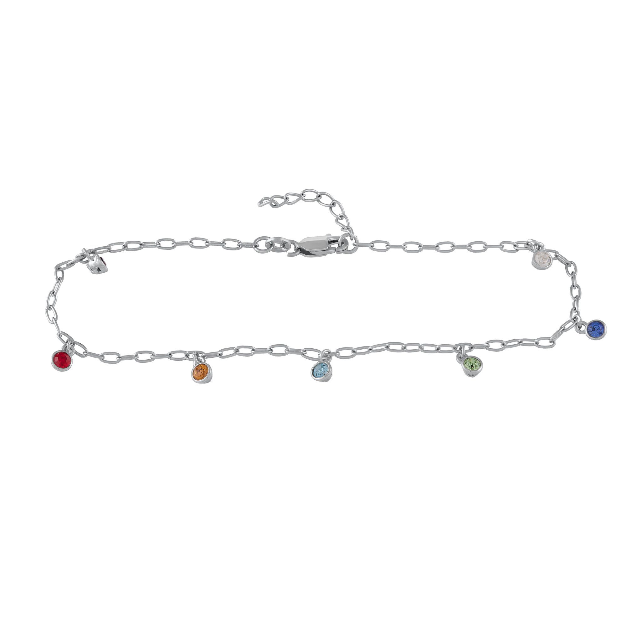 rhodiniert Armband 925 Silber Zeeme Kristalle bunte