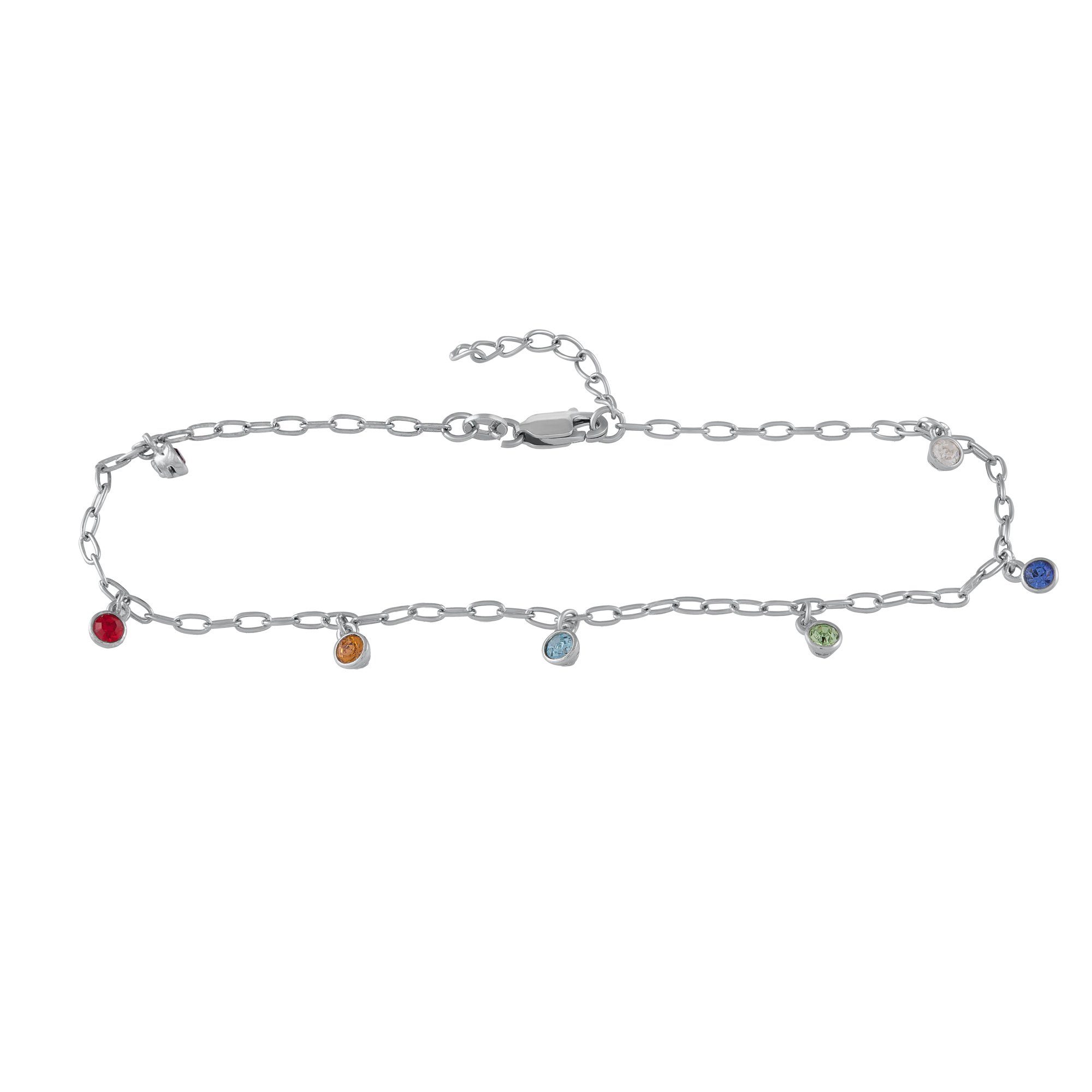 Zeeme Armband Silber 925 rhodiniert mit bunten Kristallen 16+3cm lang