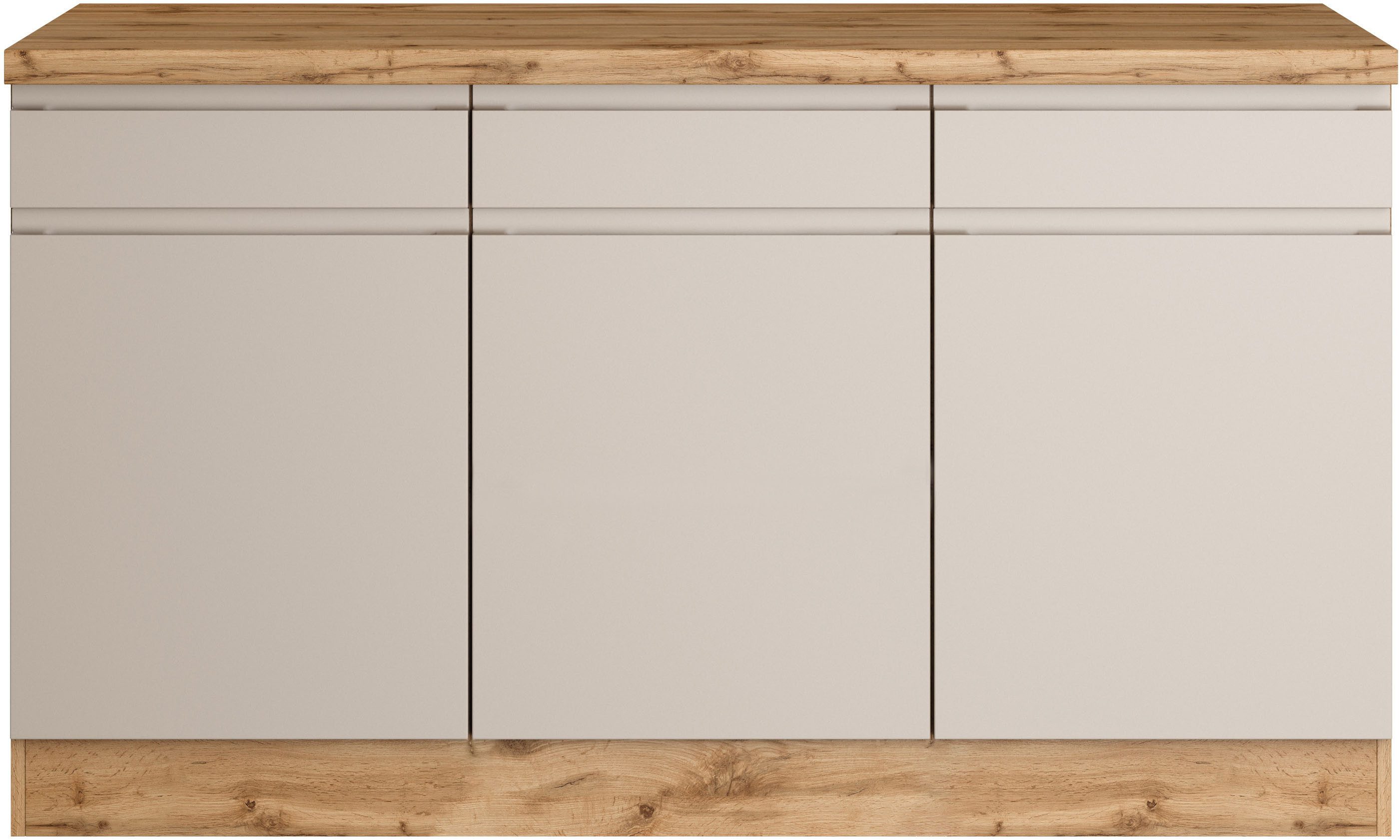KOCHSTATION Unterschrank KS-Virginia,neu in verbesserter Ausführung (Stauraum, Softclose) Breite 150 cm, 3 Türen, Soft-Close-Funktion