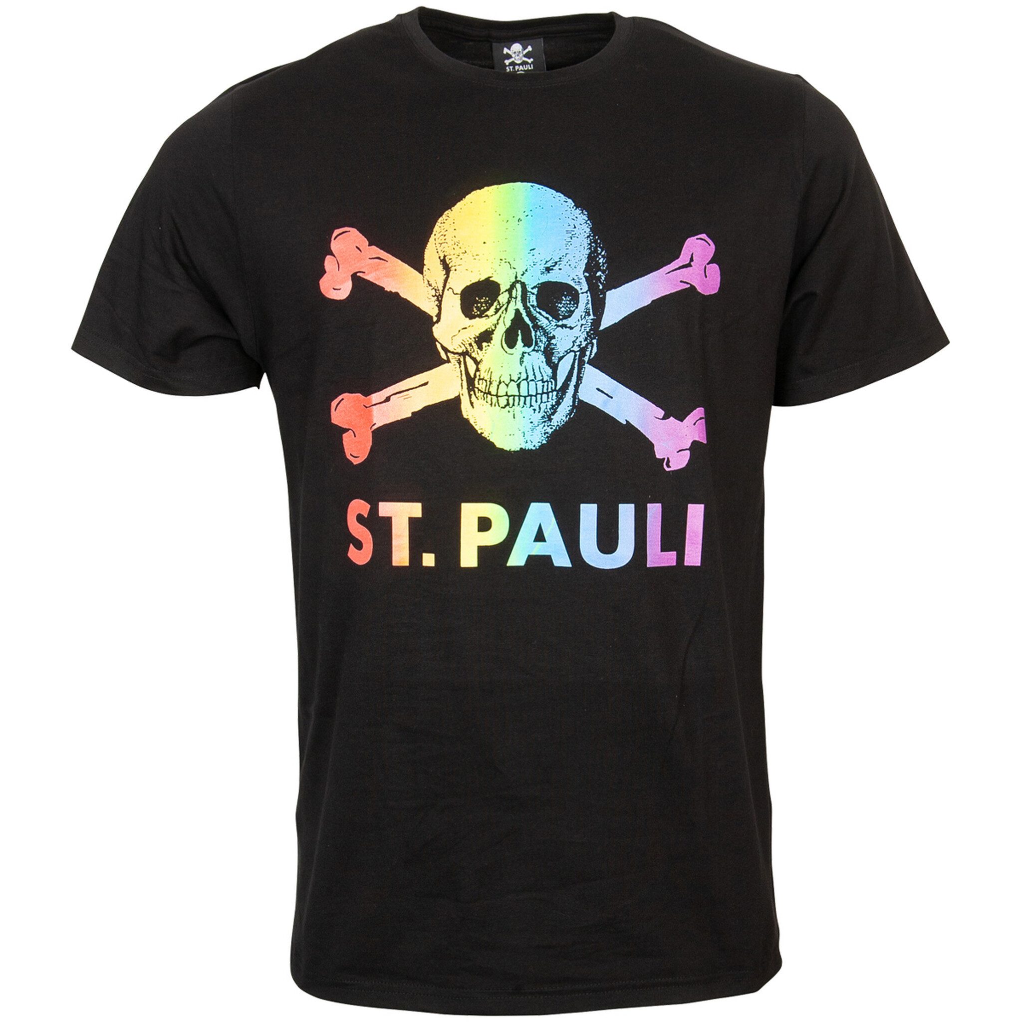 FC St. Pauli Print-Shirt FC St. Pauli - T-Shirt Totenkopf - Regenbogen