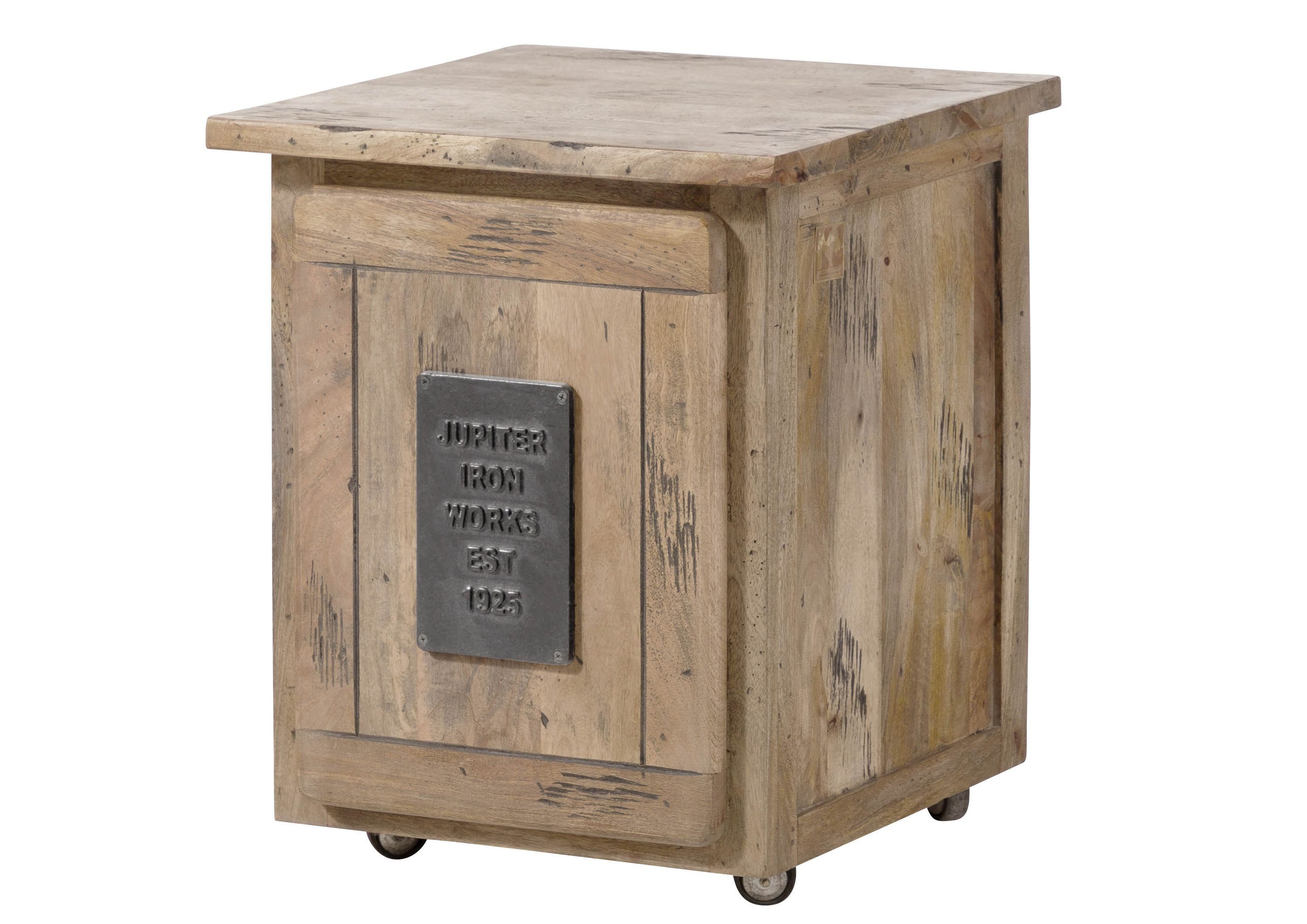 Massivmoebel24 Rollcontainer RAILWAY, (Rollcontainer Mango 50x50x60 whitewash lackiert RAILWAY #3002), Rollcontainer Mango 50x50x60 whitewash lackiert RAILWAY #3002