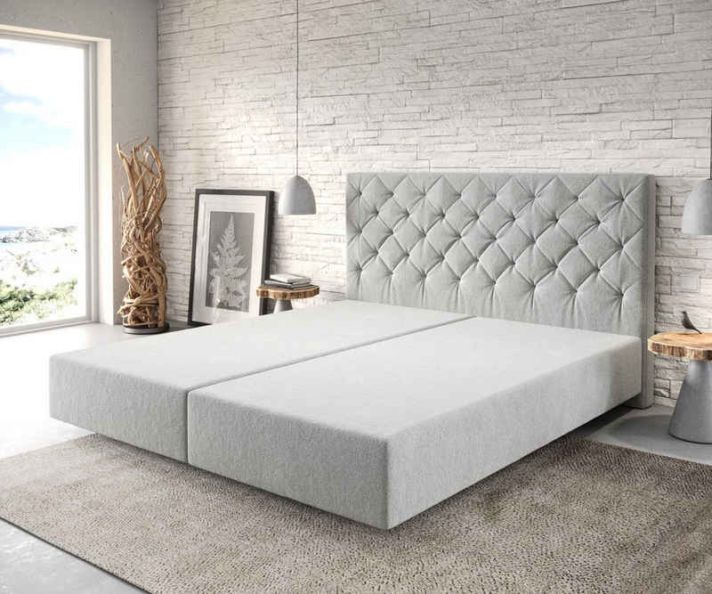 DELIFE Boxspringbett Dream-Great, Mikrofaser Silbergrau 180x200 cm