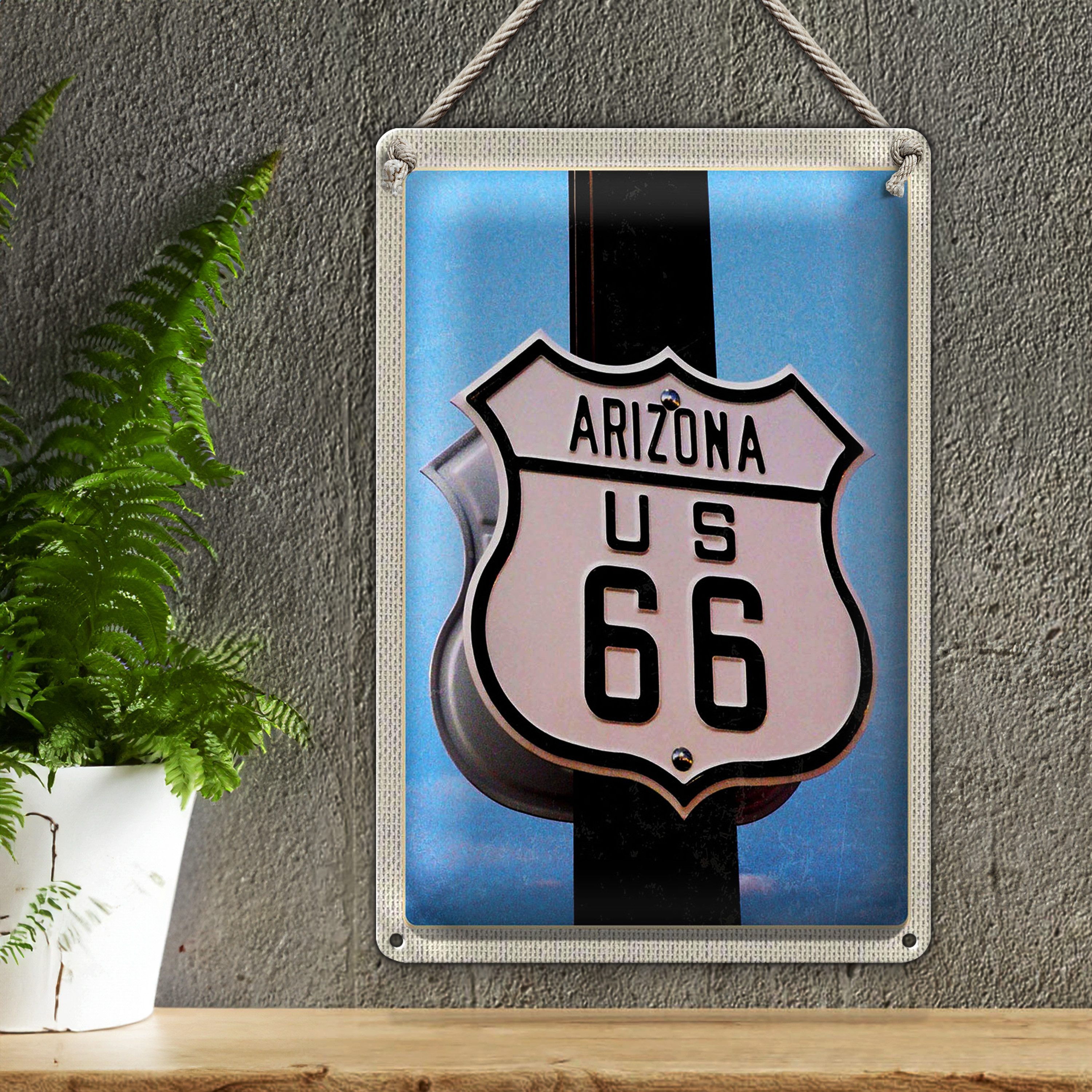 Roomando Metallschild Blechschild Reise 20x30cm Amerika USA Arizona Straße Route 66