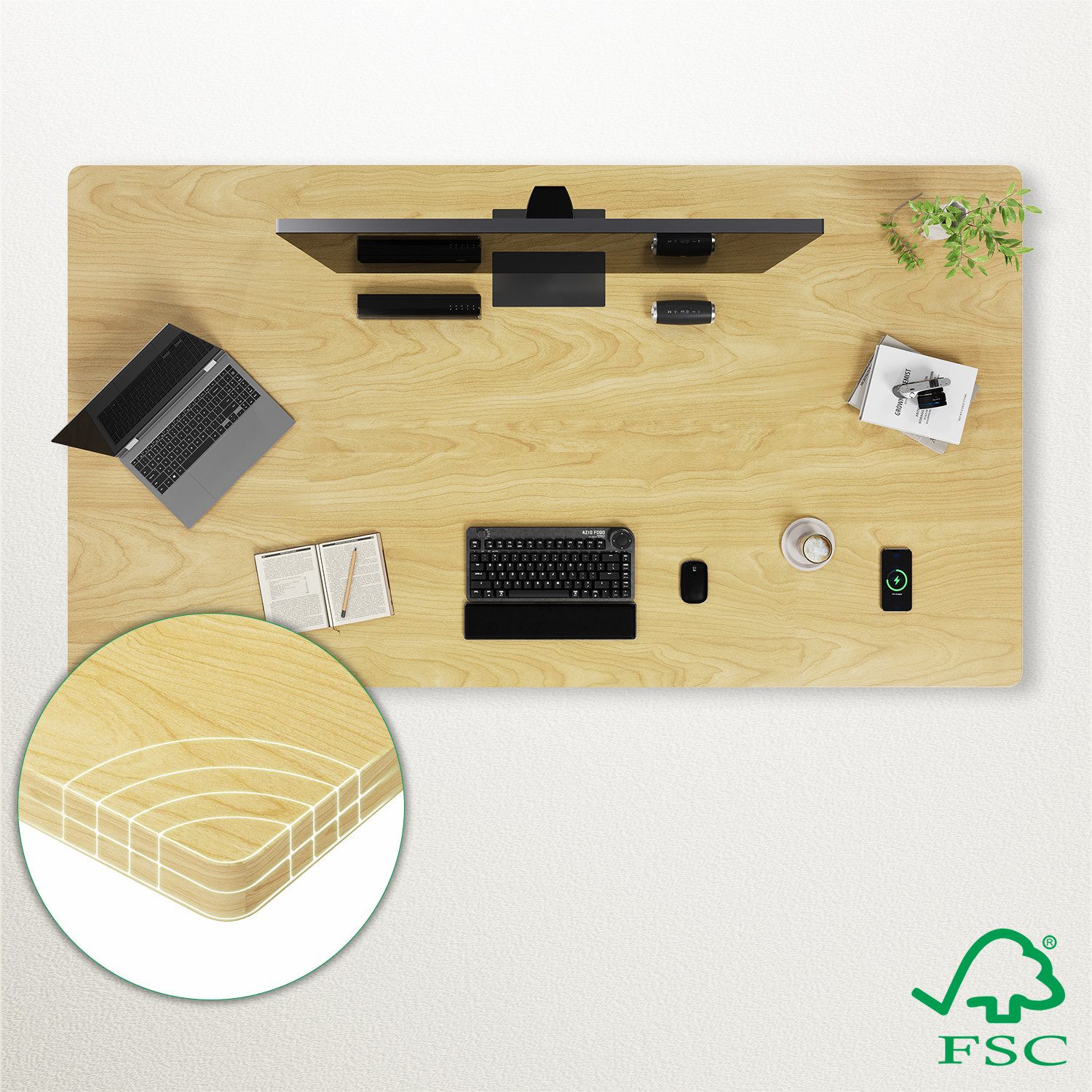 HOMALL Tischplatte 25mm verstärkte einteilige Vollplatte Umweltfreundlich und langlebig