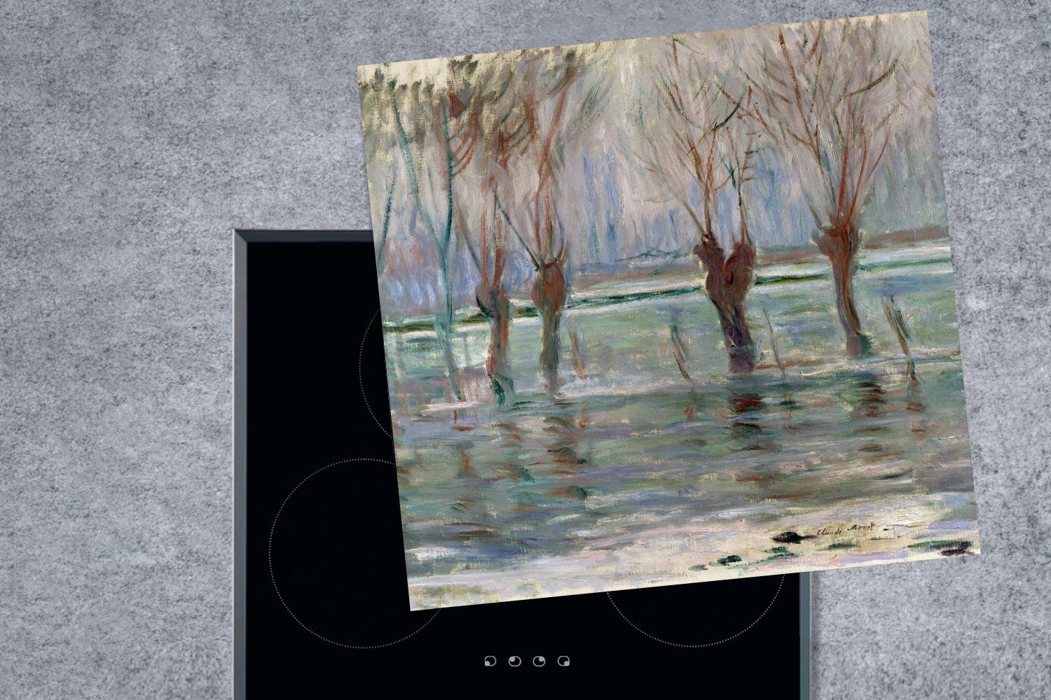 küche Herdblende-/Abdeckplatte - cm, 78x78 tlg), Überschwemmung MuchoWow Monet, Ceranfeldabdeckung, Vinyl, Claude für (1 Arbeitsplatte