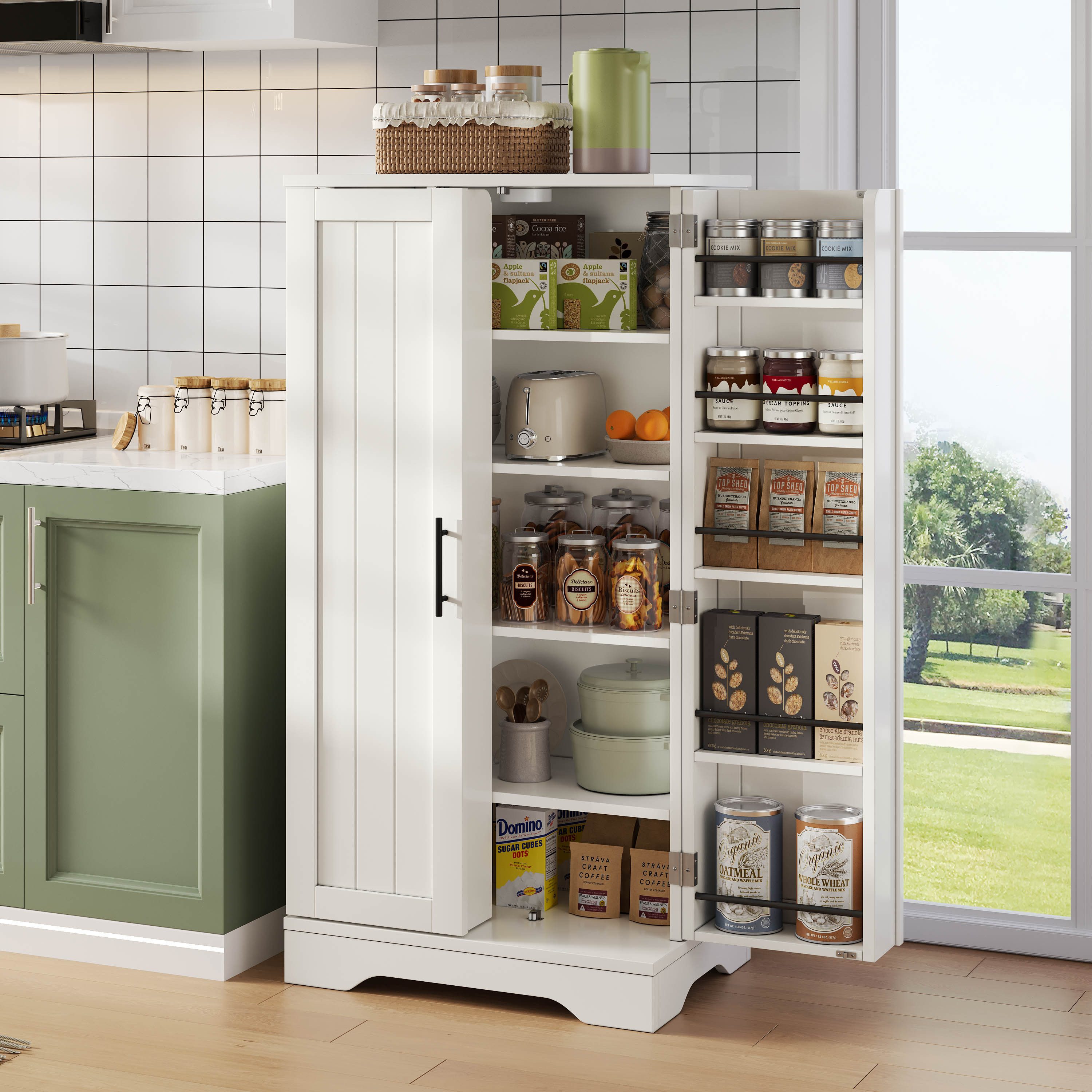 Ulife Stauraumschrank mit LED-Sensorlicht, großer 2-türiger Aufbewahrungssc günstig online kaufen