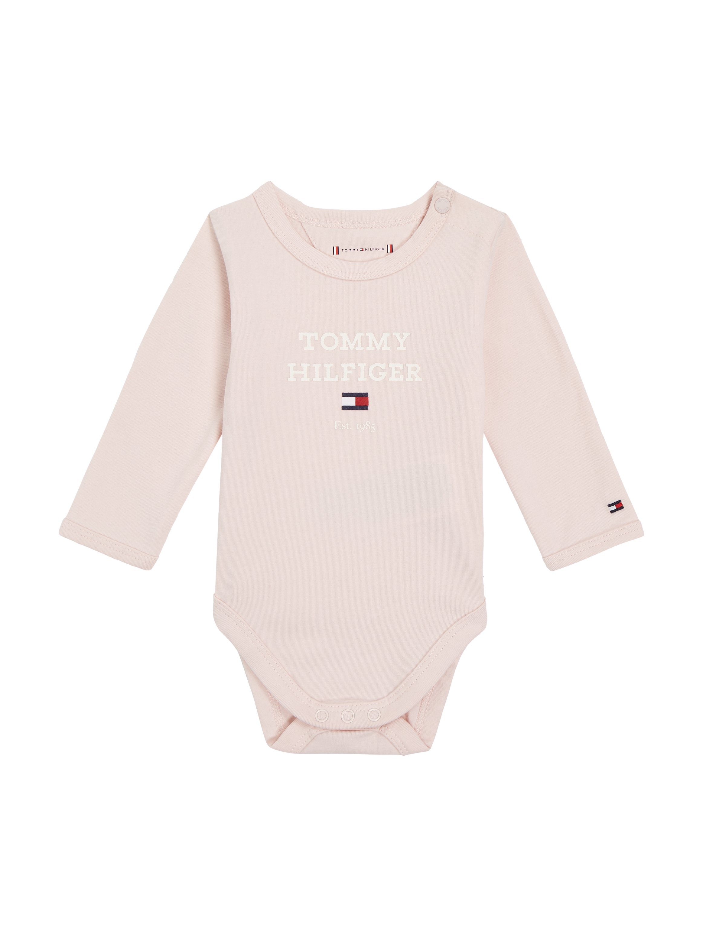 LOGO Overall mit Tommy Hilfiger Pink BODY L/S BABY Whimsy TH Logoschriftzug