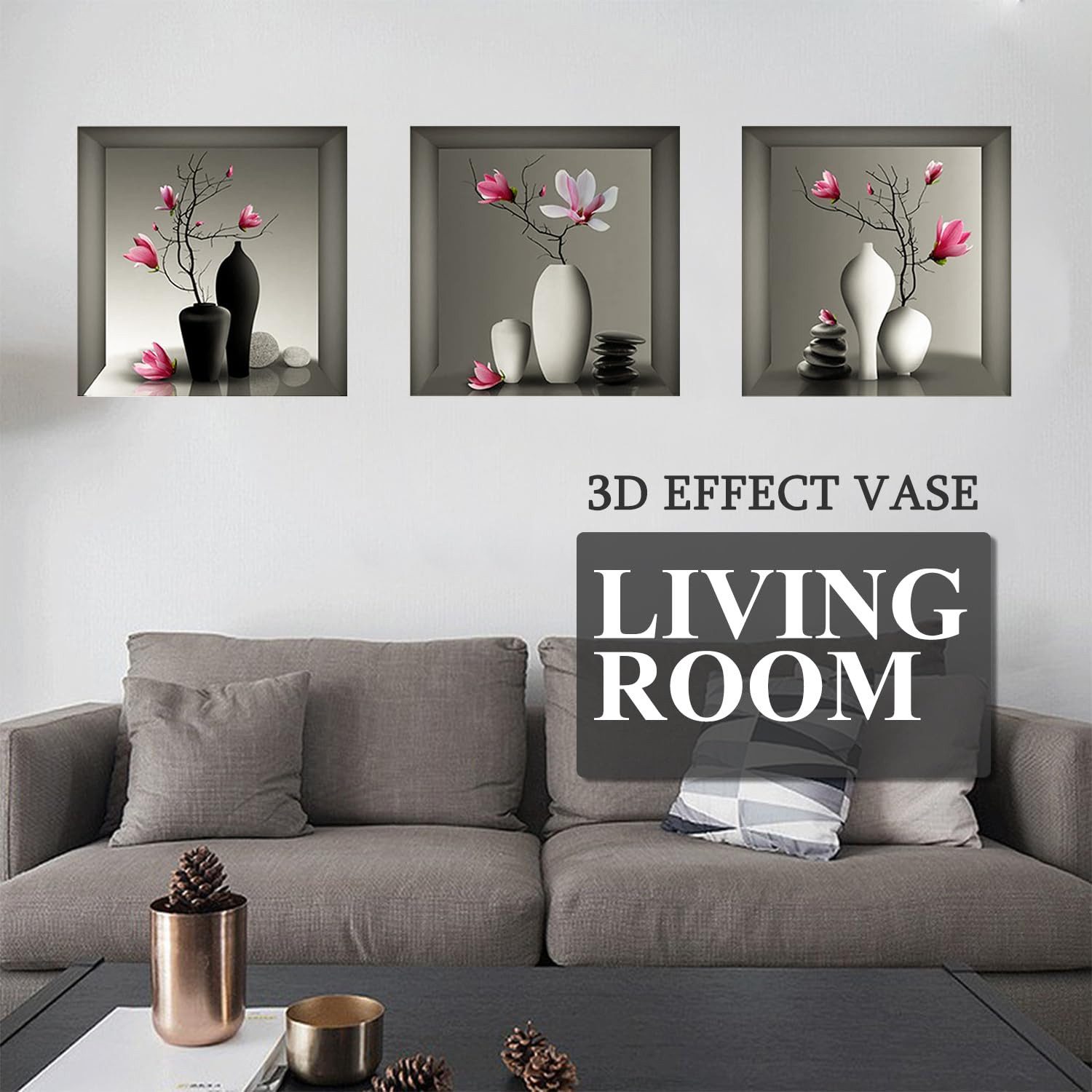 ZEUOPQ Wandtattoo Wandaufkleber 3PCS Vasen-Wandtattoo 3D-Effekt günstig online kaufen