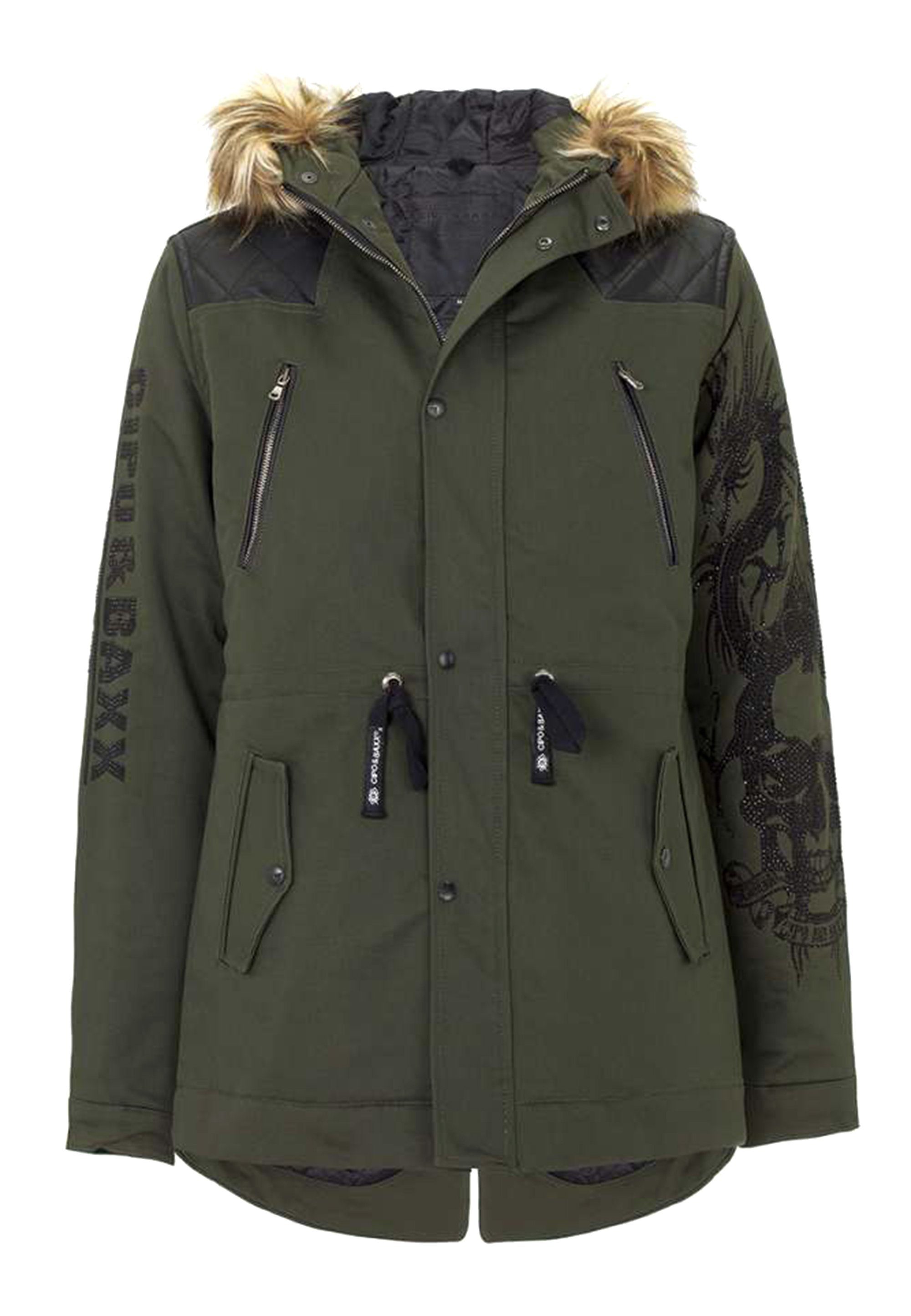 und Baxx mit Stickereien khaki Kapuze Cipo Winterjacke &