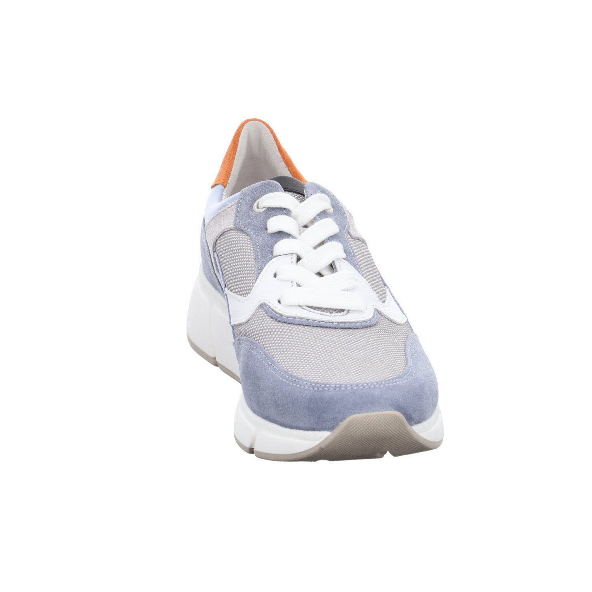 Gabor Damen Sneaker Leder-/Textilkombination Florenz cielo/grau/orange Schuhe Sneaker Sneaker