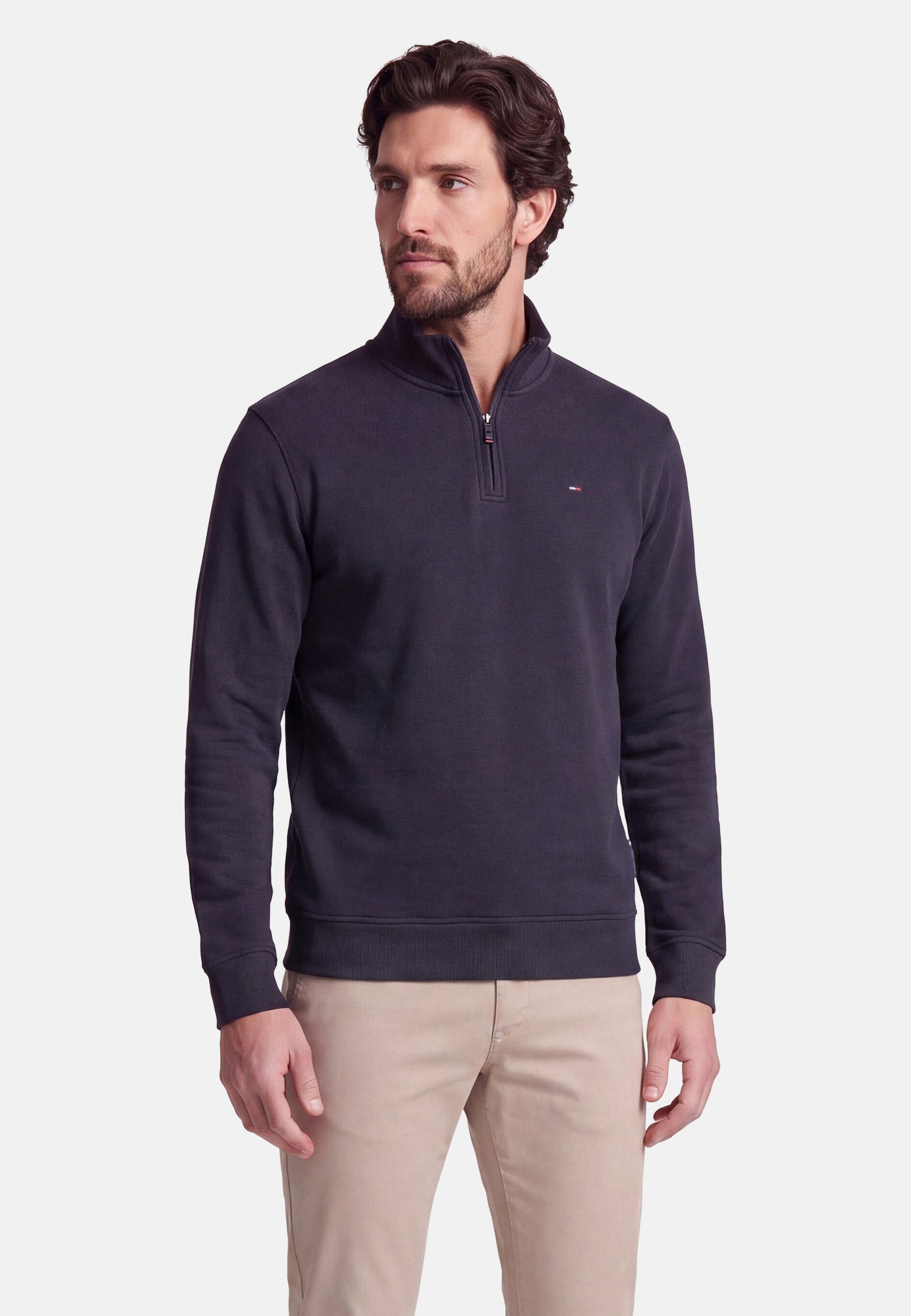 HECHTER PARIS Sweatshirt Classic mit Stehkragen und Halbreißverschluss