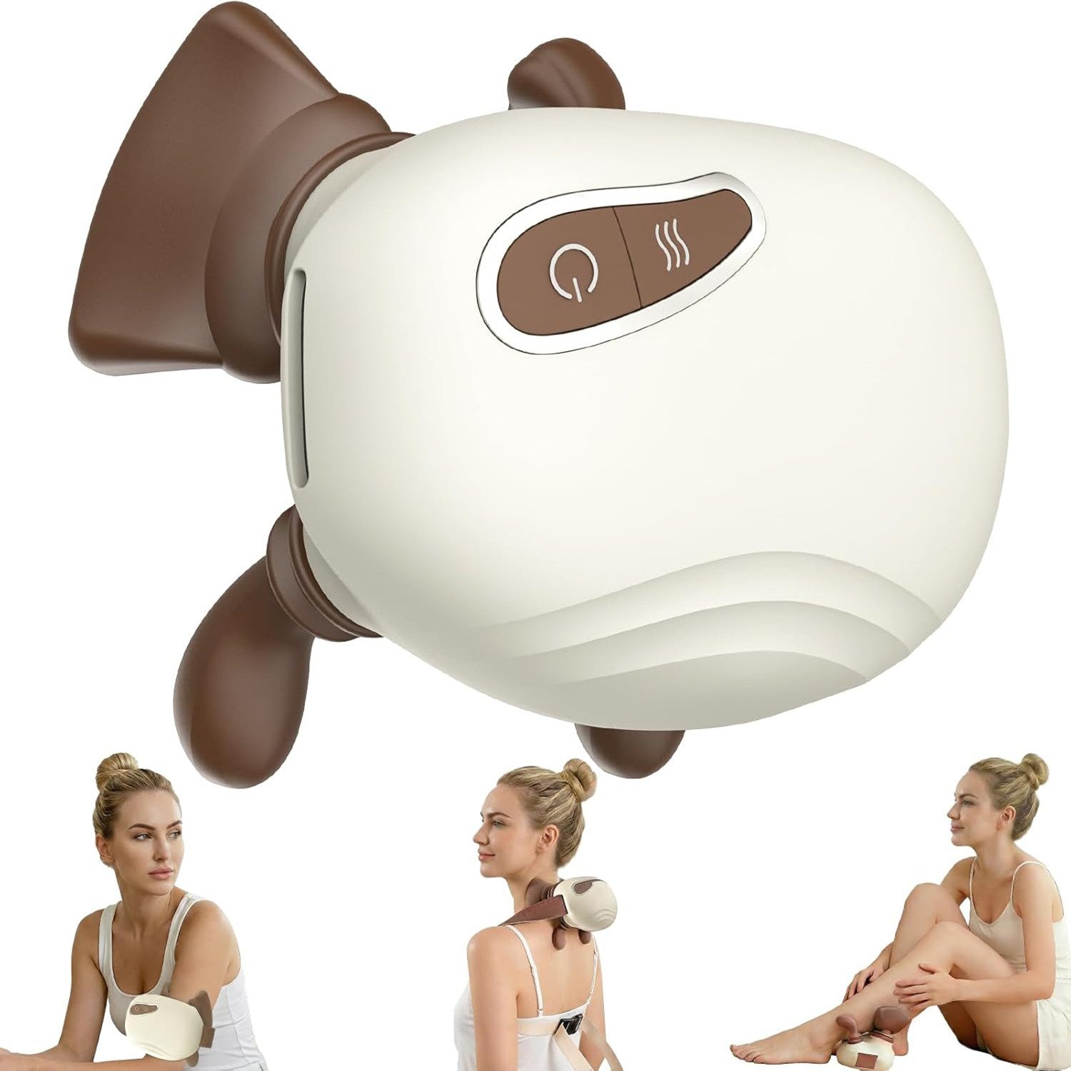 AKKEE Nacken-Massagegerät 4D Nackenmassagegerät Mit Wärme, Timer, Kabellos, 3 Massagestufen 2 Temperaturstufen für Nacken,Zuhause,Büro,Reisen