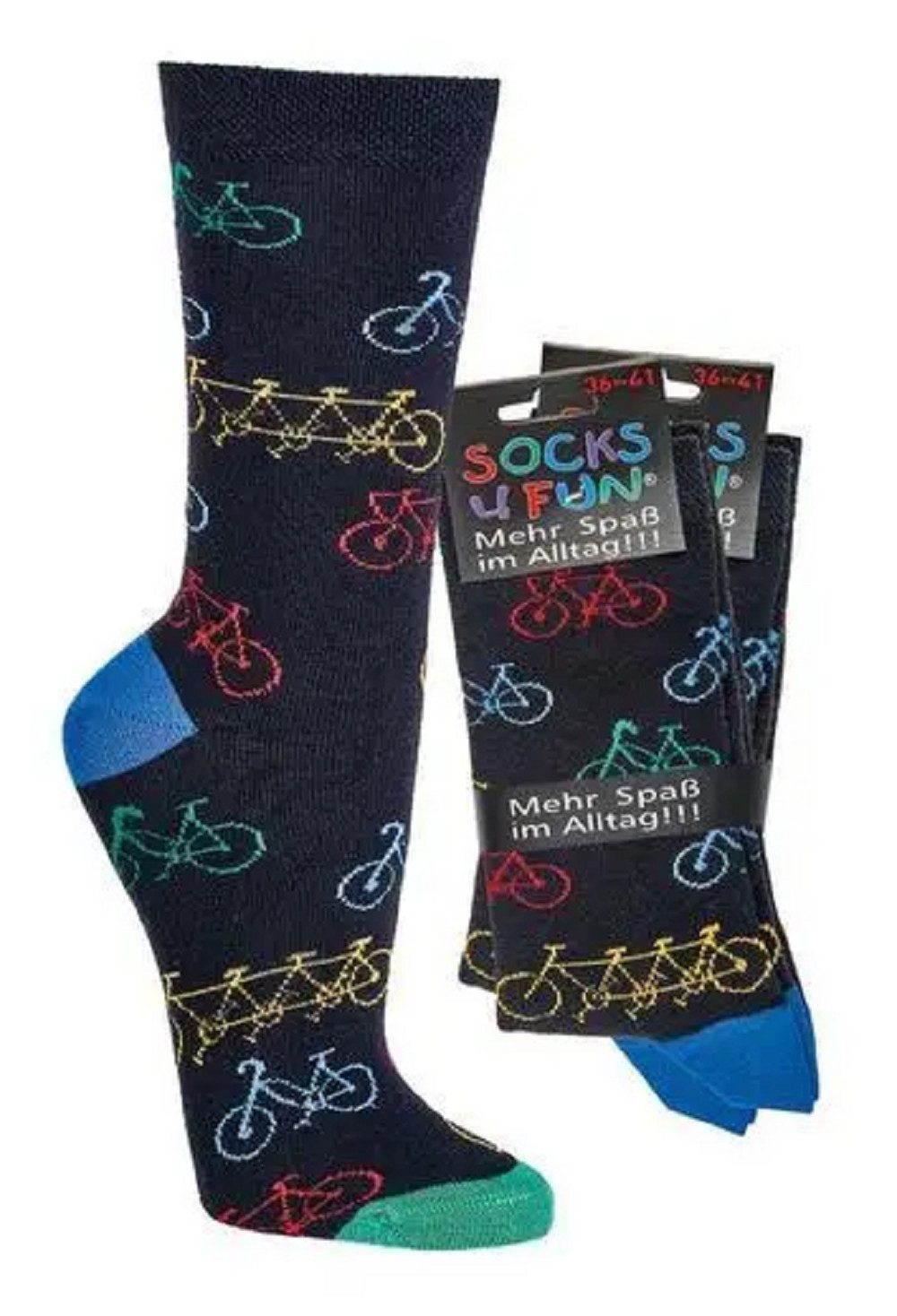 Socks 4 Fun Freizeitsocken Socks4Fun Motivsocken Fahrrad (2-er Bündel, 2-Paar, 2 Paar) lustiges Design