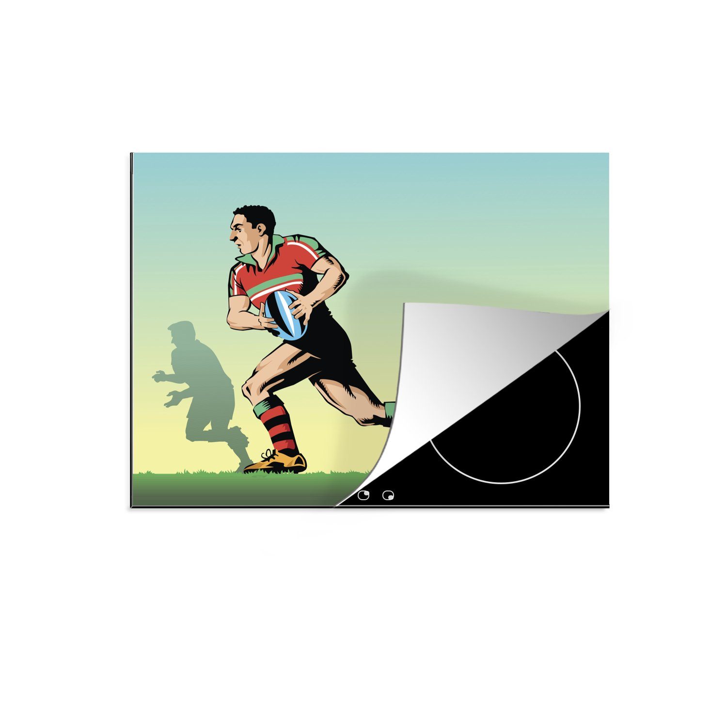 MuchoWow Herdblende-/Abdeckplatte Eine Illustration des Rugbyspiels, Vinyl, (1 tlg), 60x52 cm, Mobile Arbeitsfläche nutzbar, Ceranfeldabdeckung