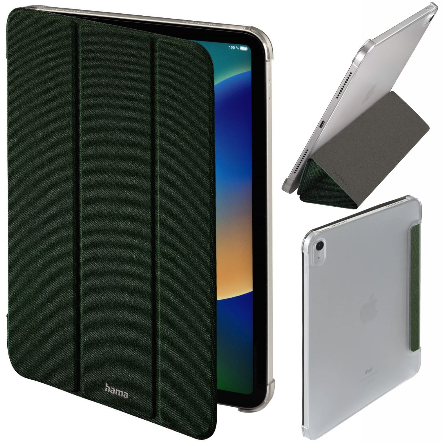 Hama Tablet-Hülle Hama Terra Clear Smart Case Tasche Cover Grün 11, Book Standfunktion Schutz-Hülle für Apple iPad 11 Gen. 2025 / 10 2022