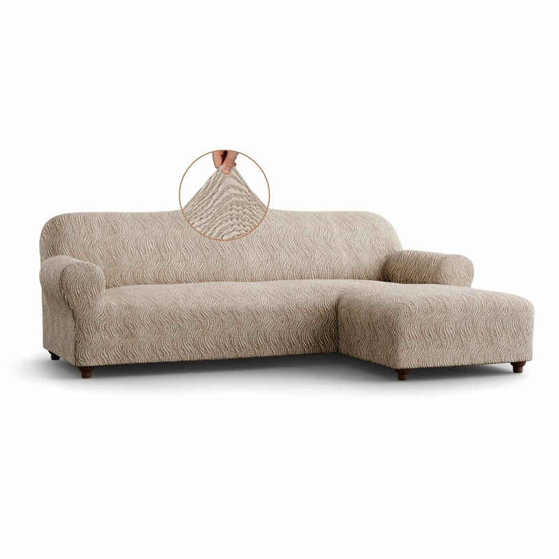 Sofahusse »1-teiliger Sofabezug für L-Form mit Ottomane RECHTS«, Paulato by GA.I.CO, widerstandsfähiger und hochwertiger Jacquard Baumwollstoff (Reliefmuster)