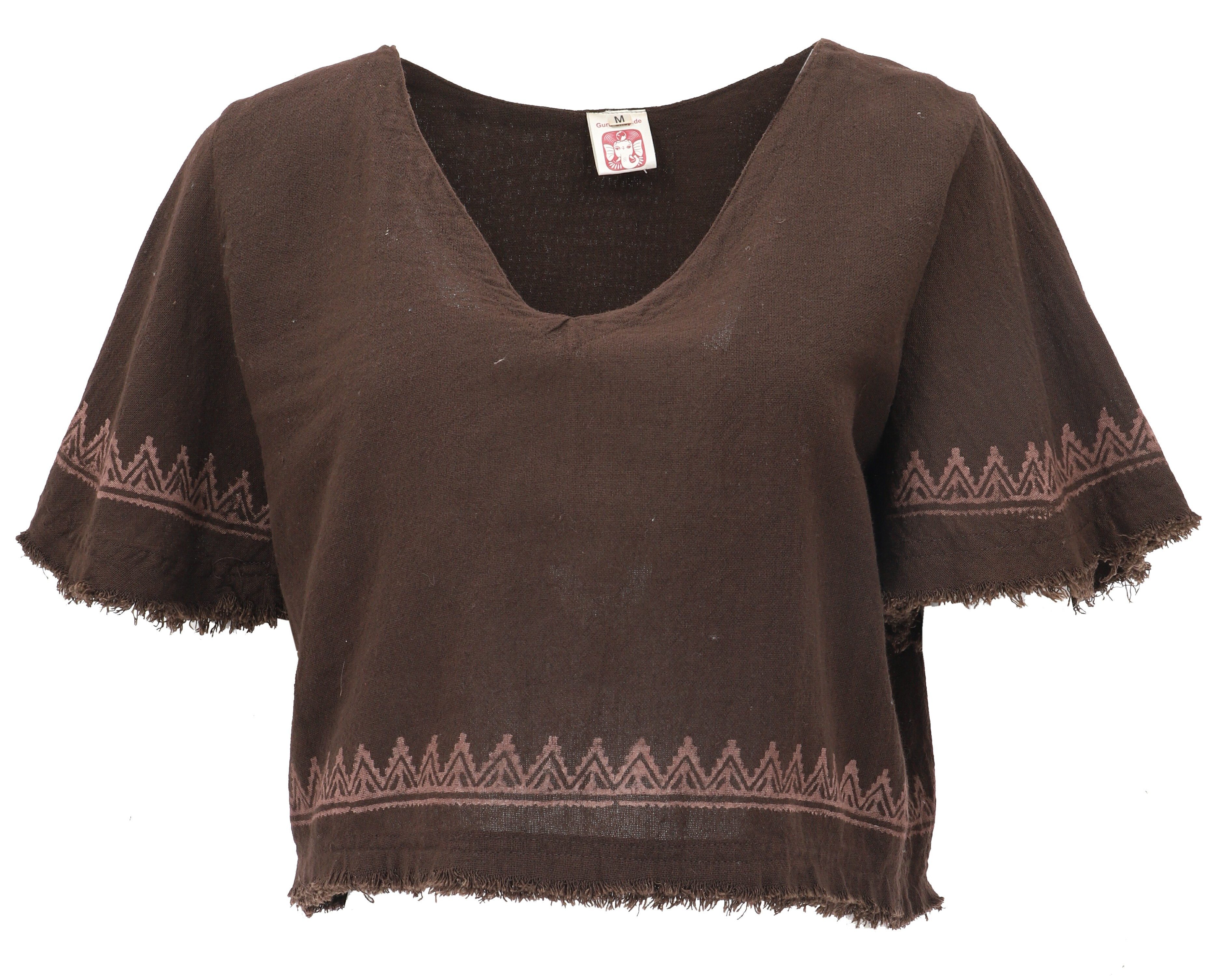 Guru-Shop T-Shirt Weites Top mit handgefertigtem Druck,.. Festival, Ethno Style, alternative Bekleidung