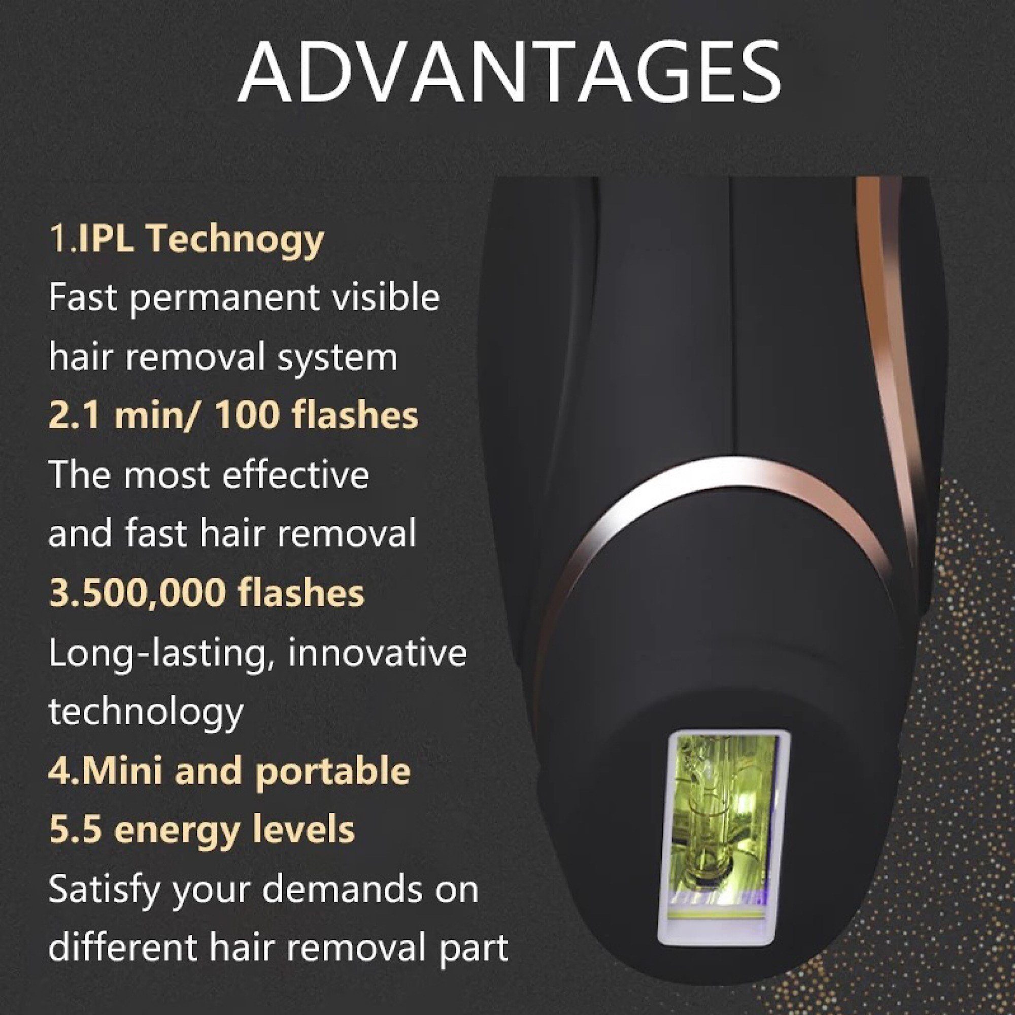 Damen Haarentfernung Lalano`S Cosmetics IPL-Haarentferner für Körper, Gesicht, Achseln und Bikinizone mit LCD-Touch Screen, 500.