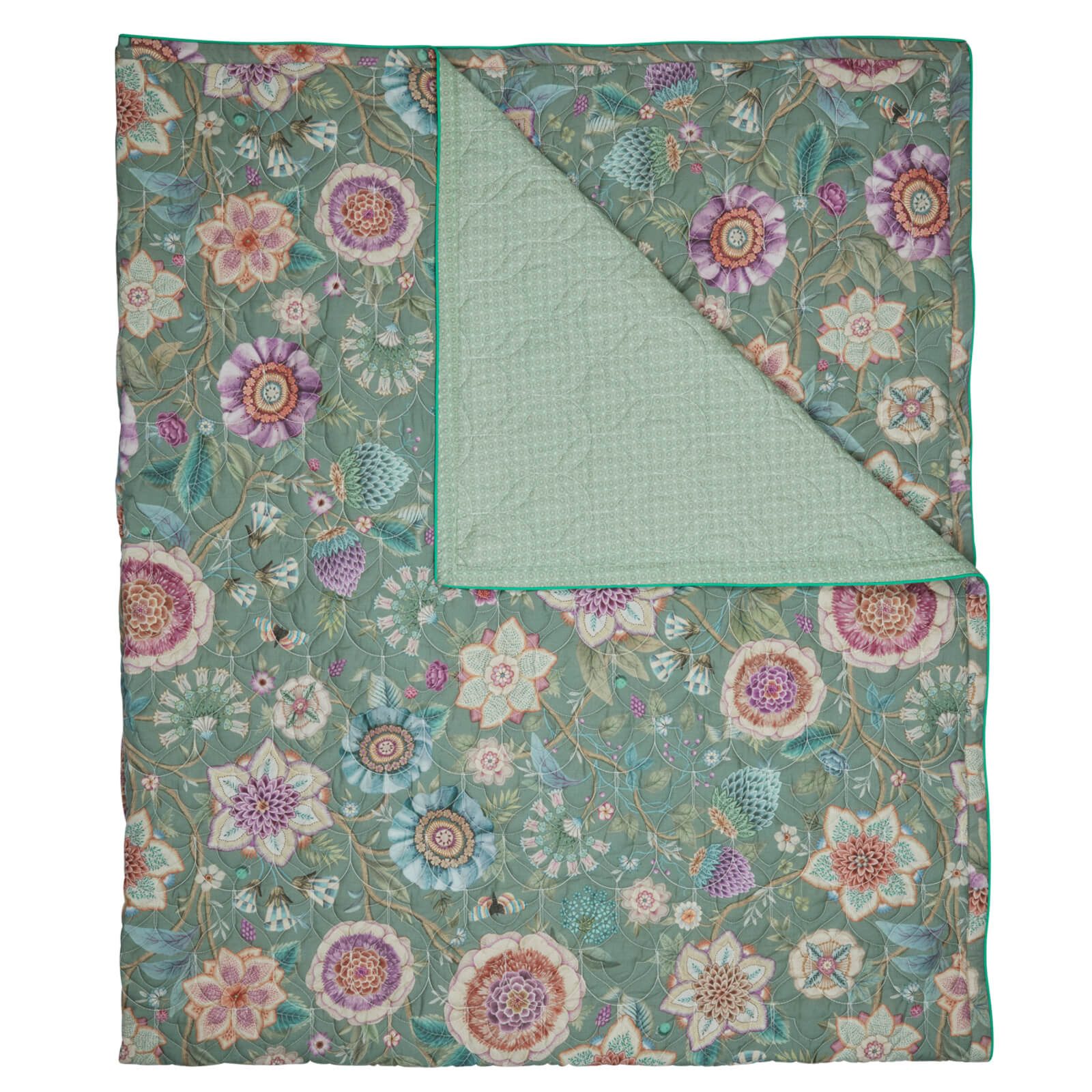 Wohndecke Tagesdecke Viva Las Flores Grün, günstig online kaufen