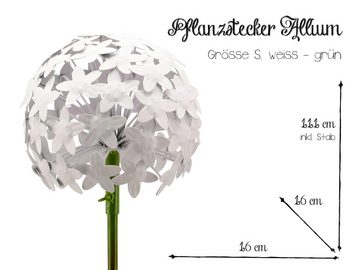 Paulslandhaus Gartenstecker Pflanzstecker Allium Weiß, Beetstecker, Gartenstecker Metall