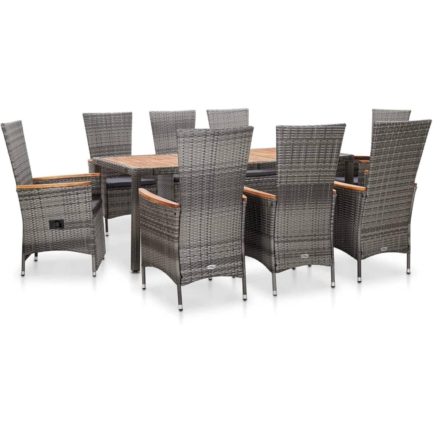 LuxusKollektion Garten-Essgruppe Gartenmöbel Set Rattan 8 Personen verstellbare Стулья mit Auflagen