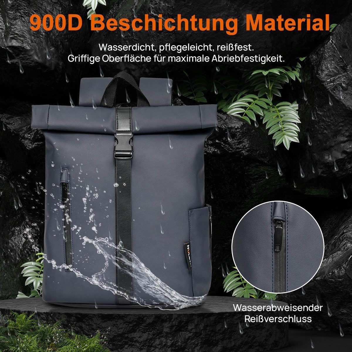 NULSTA Rucksack Rolltop-Rucksack, Wasserdicht, Unisex, Rucksack Wasserdicht, Freizeitrucksack, Arbeitsrucksack Schulrucksack