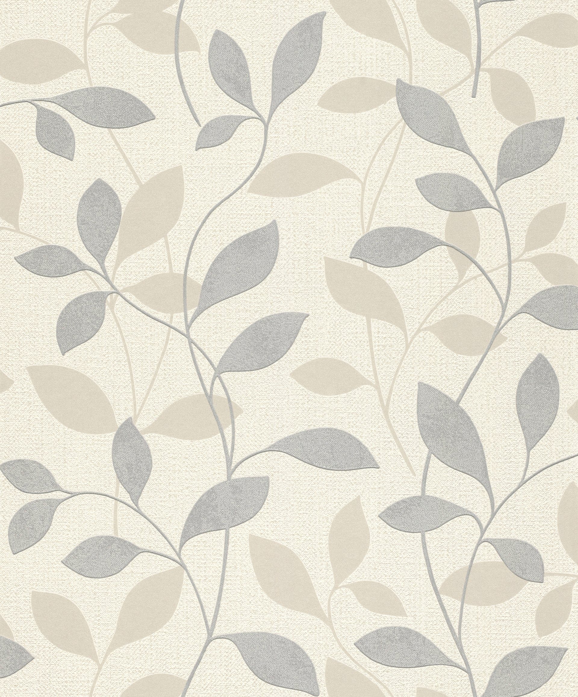 (1 St), Rasch hochwaschbeständig Vliestapete Wand, grau/beige Andy strukturiert, lichtbeständig, floral, gut