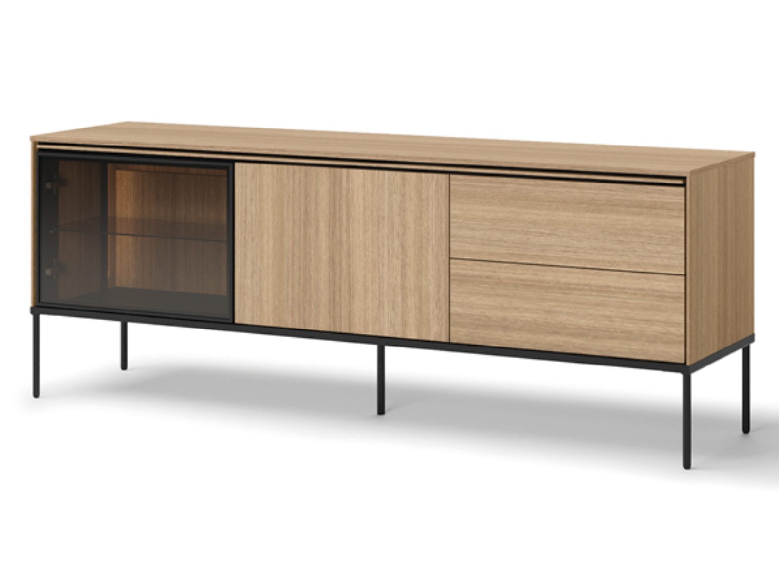 yourhouse24 Lowboard VISSO VI-07 mit Beleuchtung Eiche linear