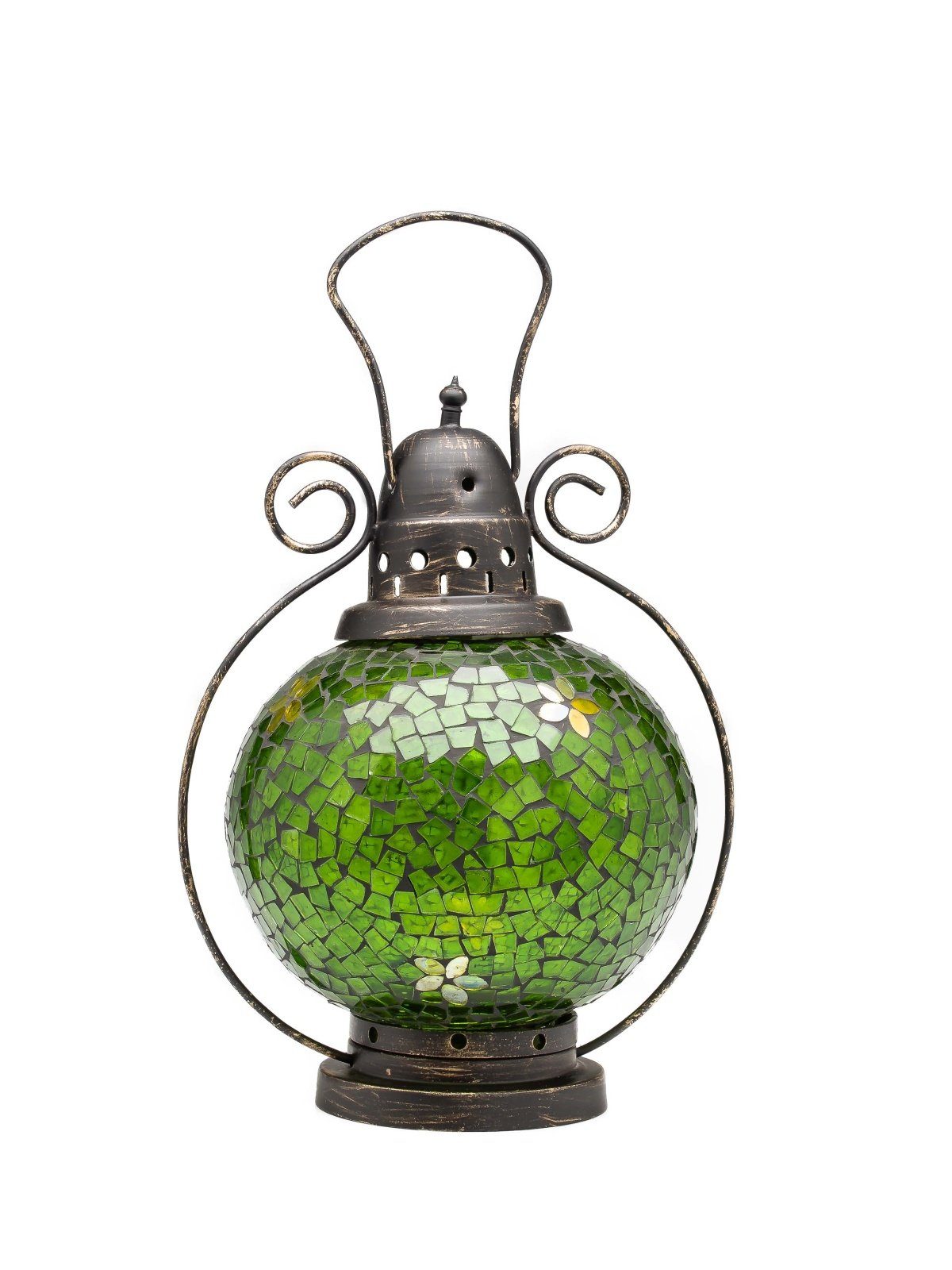 Aubaho Windlicht Windlicht Laterne Lampe Teelicht Garten Terasse Haus Glas Buntglas grü | Windlichter