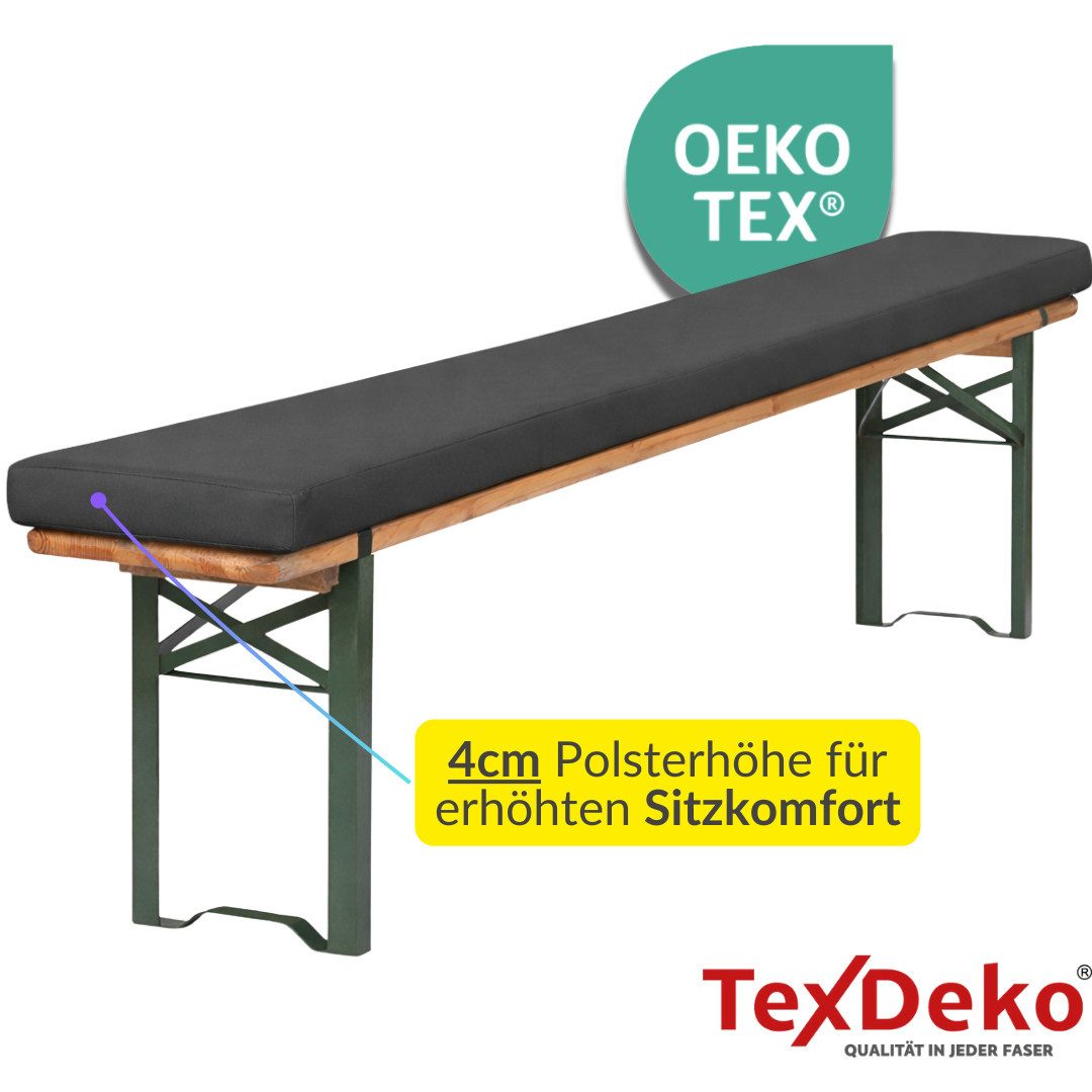 TexDeko Bankauflage mit Reißverschluss und Polsterung zum selber Aufziehen XL, (1 St), 180x25x4cm, waschbar & pflegeleicht