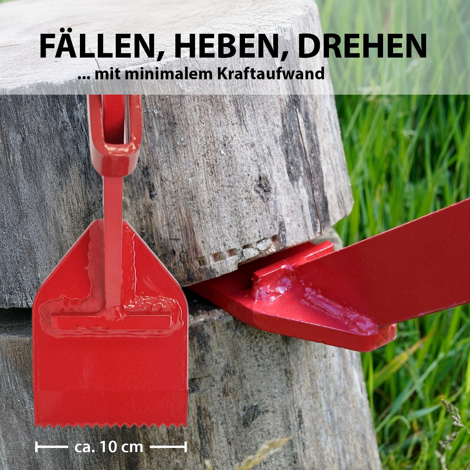 TRUTZHOLM Fällheber mit Wendehaken Stahl 115 cm lang Zahnplatte 10 cm breit Forstwerkzeug, -], Wendehaken, Zahnplatte, rutschfester Griff