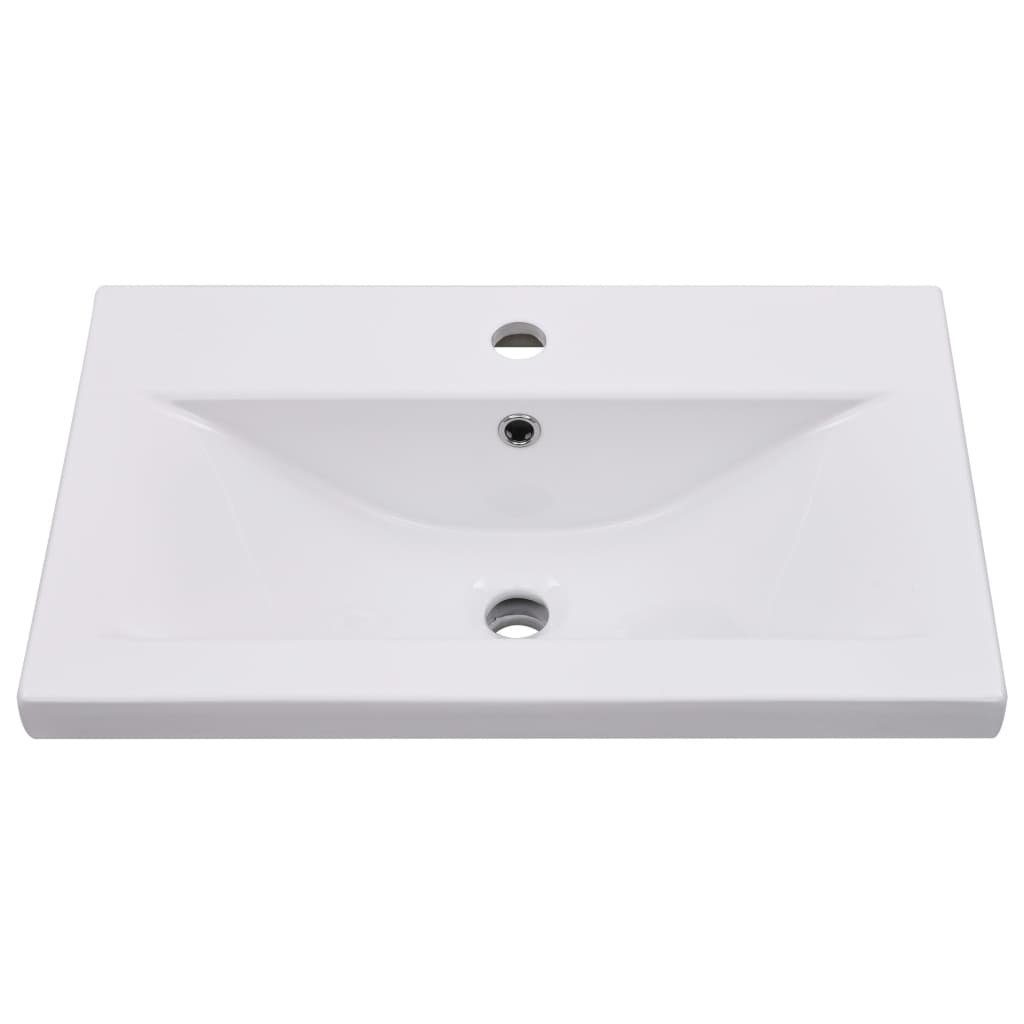 (1-St) mit Waschbeckenunterschrank vidaXL Hochglanz-Weiß Einbaubecken Badezimmerspiegelschrank