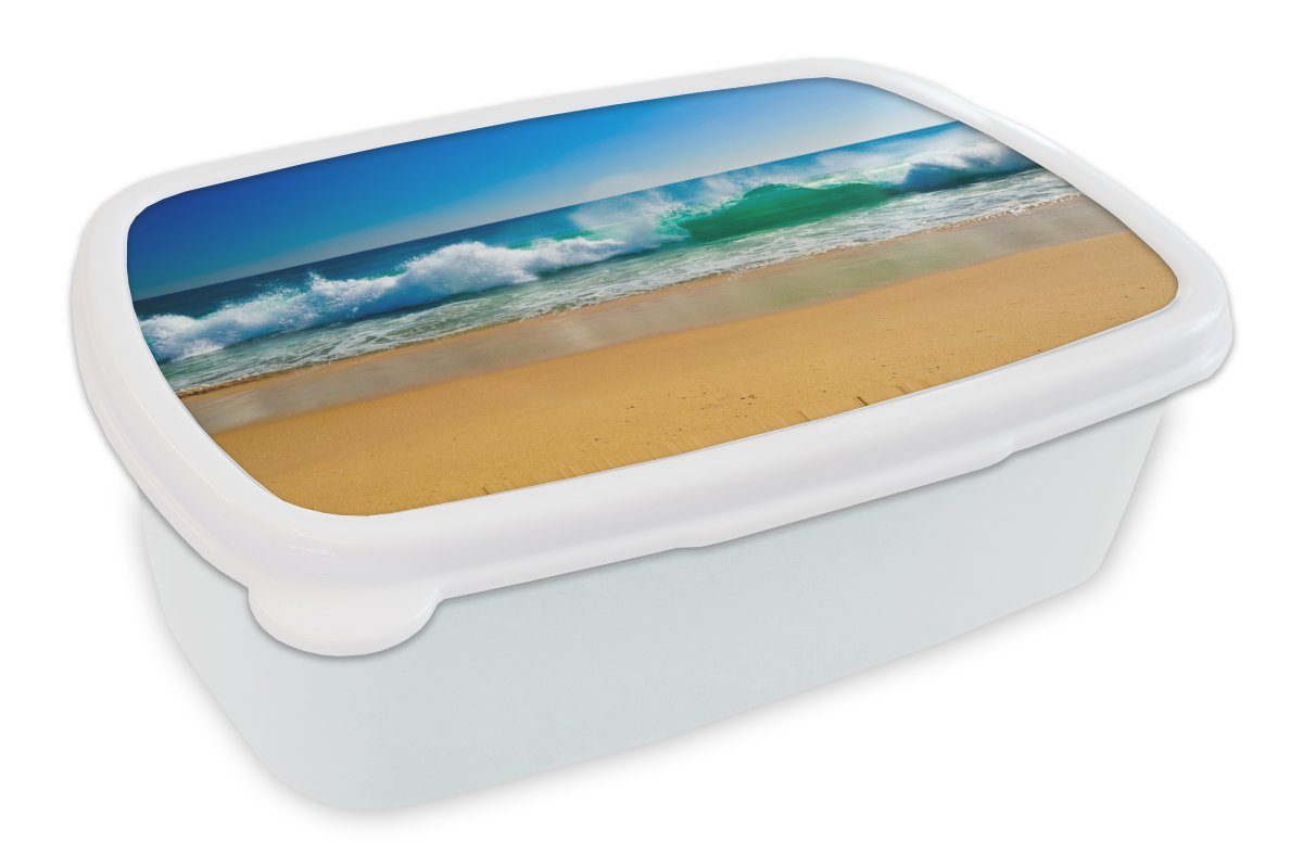 MuchoWow Lunchbox Meer - Golf - Strand, Kunststoff, (2-tlg), Brotbox für Kinder und Erwachsene, Brotdose, für Jungs und Mädchen weiß