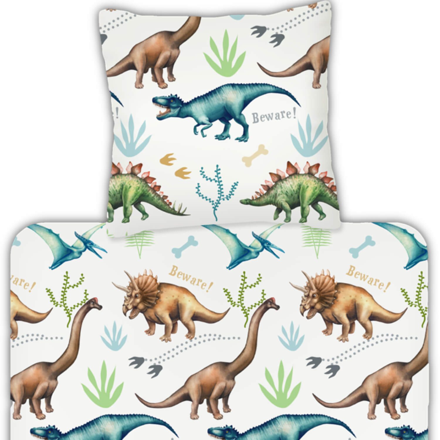ESPiCO Kinderbettwäsche Dinos Trendy Bedding, Renforcé, 2 teilig, Dinosaurier, Schnabel, Flügel