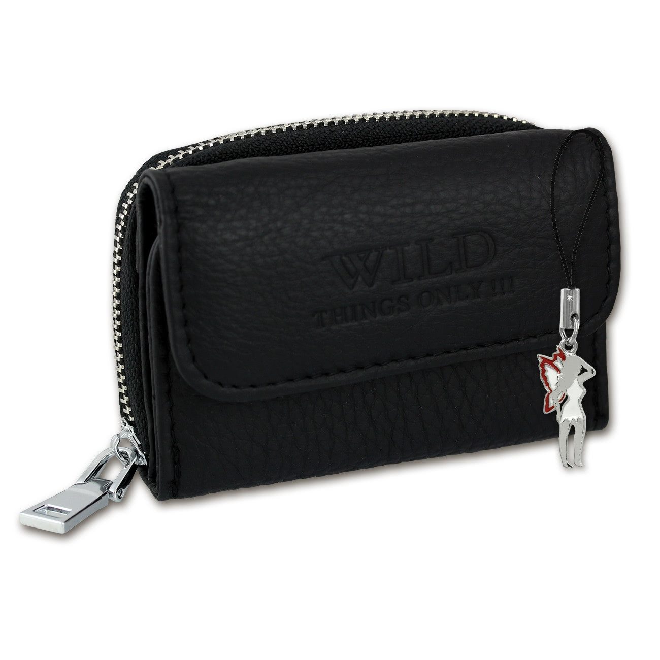 Wild Things Only !!! Mini Geldbörse Wild Things Only Unisex Minibörse (Minibörse, Minibörse), Herren, Damen, Jugend Geldbörse aus Echtleder in schwarz, ca. 9cm Brei