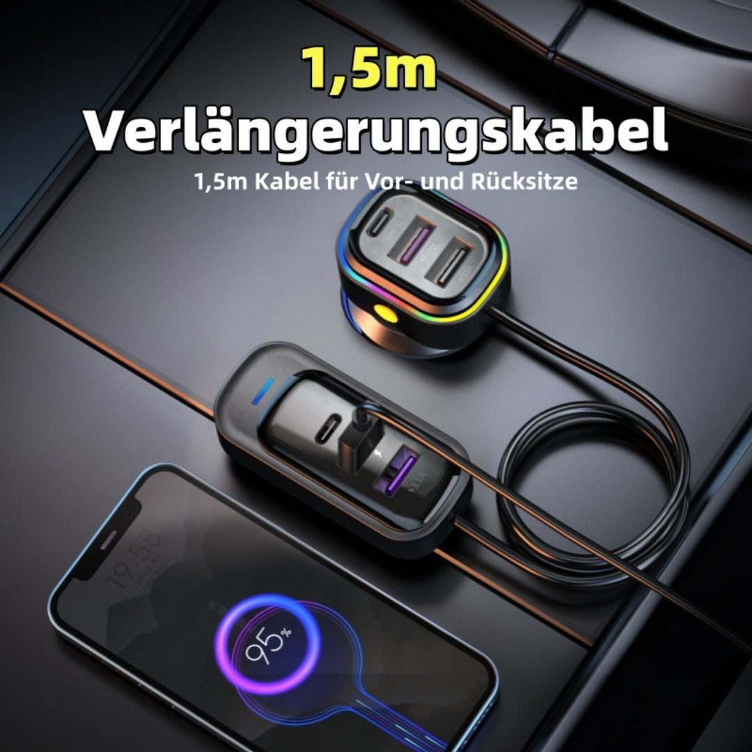 neue dawn Auto Ladegerät 66W Schnellladegerät USB C Zigarettenanzünder Adapter KFZ-Netzteil (KFZ 66W Schnellladegerät, 6 Port, 4*USB A + 2*Type C, USB C Ladeger – Bild 5 von 5