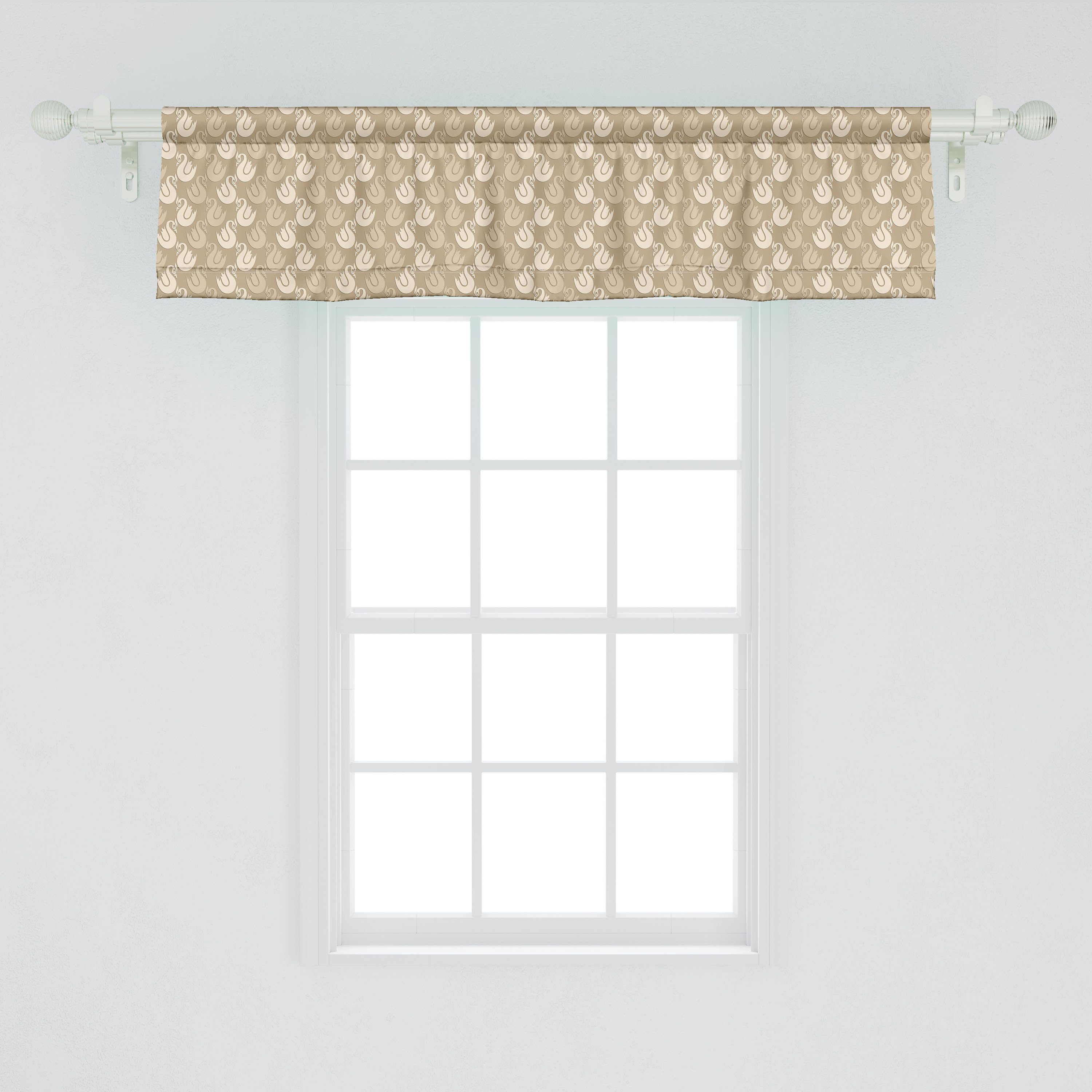Scheibengardine Vorhang mit Volant Kurvige Abakuhaus, Microfaser, Stangentasche, Silhouetten Schwan für Küche Schlafzimmer Abstrakt Dekor