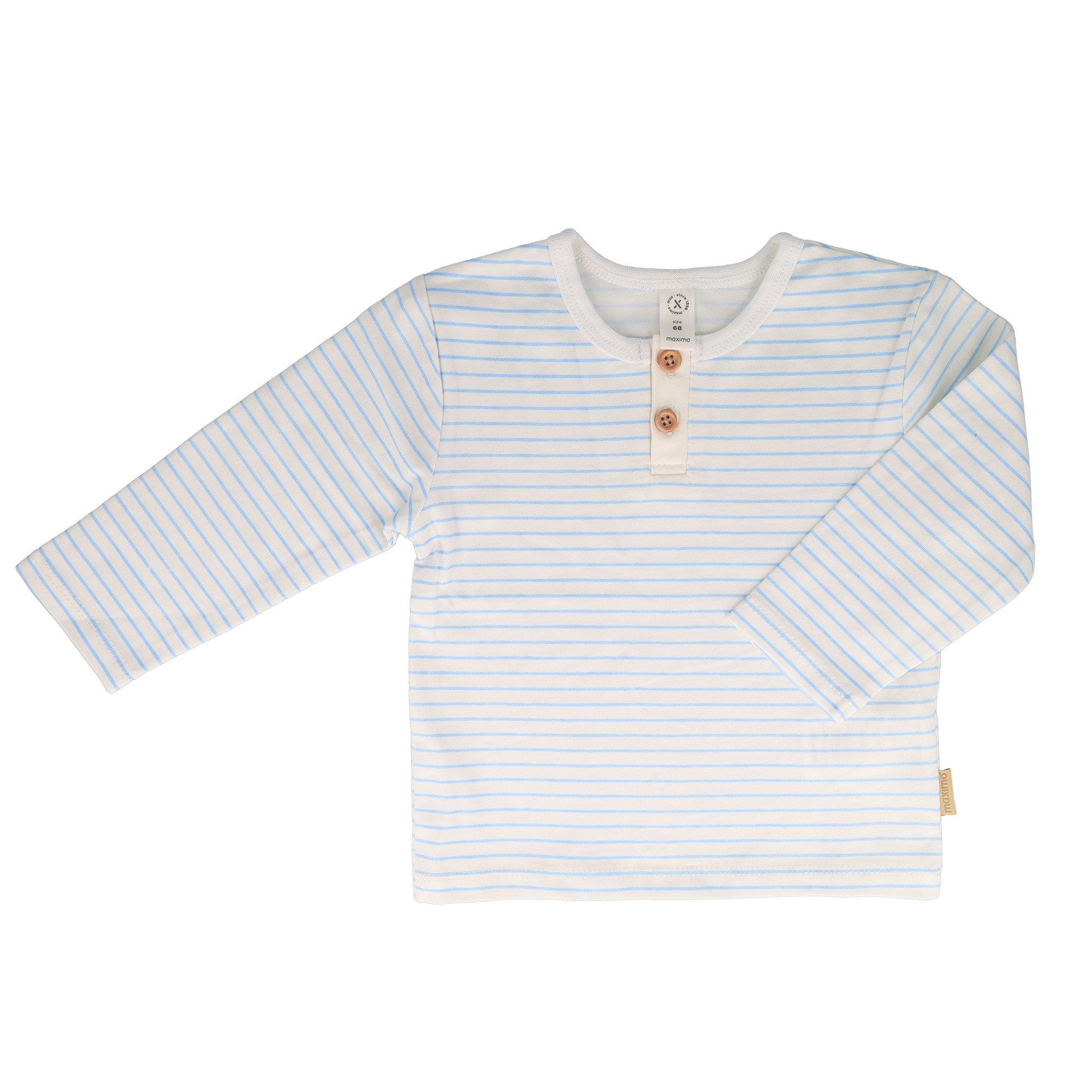 T-Shirt BABY BOY-Shirt, langer Arm, Jersey, Ringel, Knopfpatte