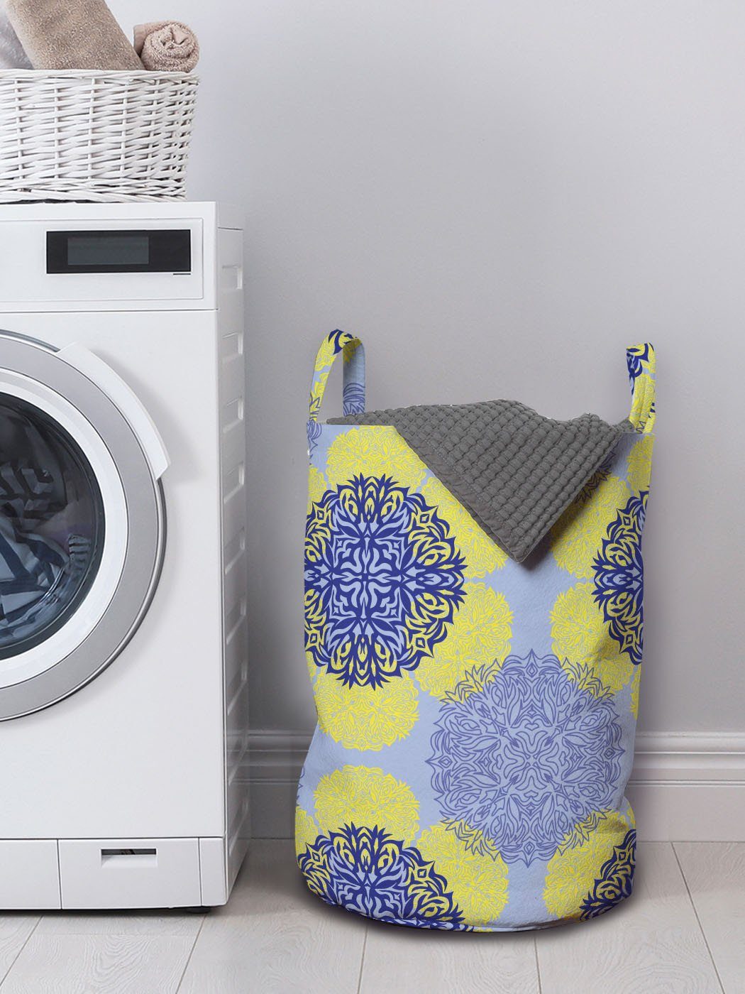 Asian Kordelzugverschluss Style Abakuhaus Kunst Wäschekorb Waschsalons, für mit Griffen Geometrisch Wäschesäckchen Symbole