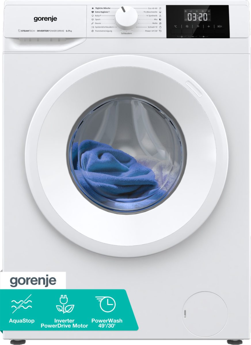 GORENJE Waschmaschine W51G1PS62BP, 6 kg, 1200 U/min, Trommelreinigungsprogramm, Aquastop-Schlauch