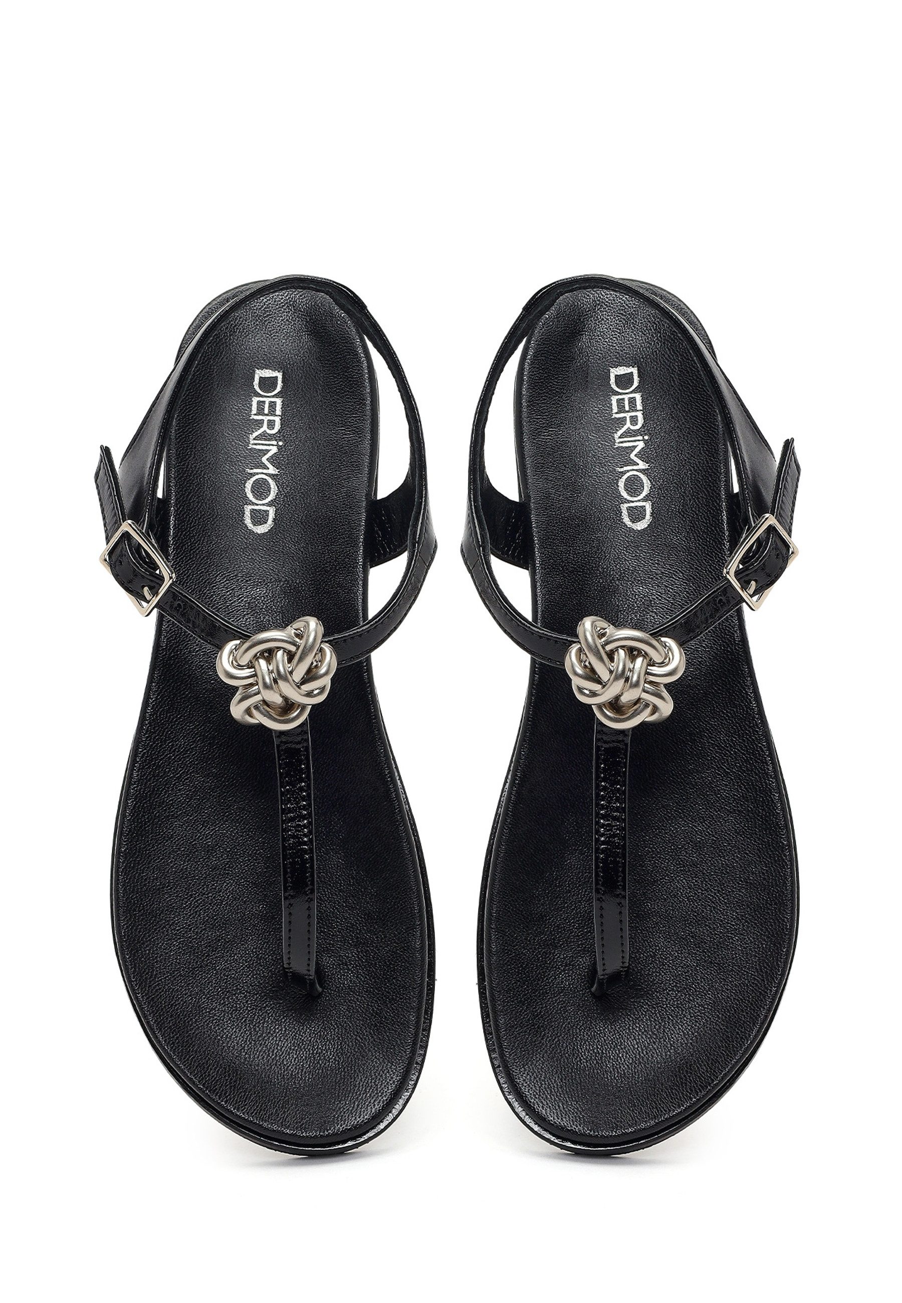 Derimod Sandalen aus Lackleder Sandale Echtes Leder, Weiches Futter, Schnallenverschluss, Knotendetail – Bild 4 von 5