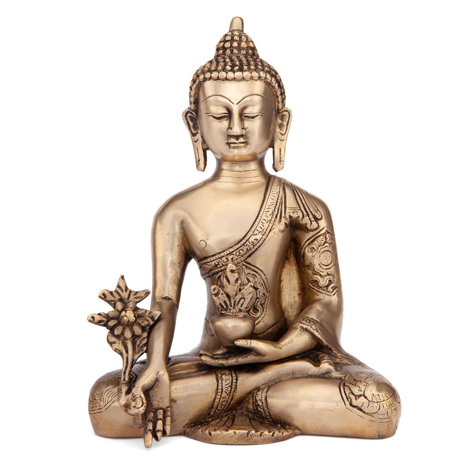 Buddha ca. Statue, cm 18 Buddhafigur Messing, bodhi