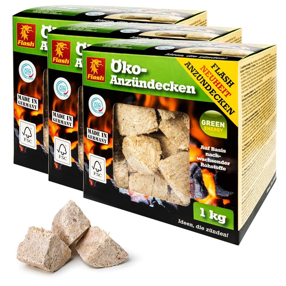 Flash Grillanzünder Anzündecken Anzündwürfel Grillanzünder Holzwolle Kamin Anzünder 3 kg, 3 kg