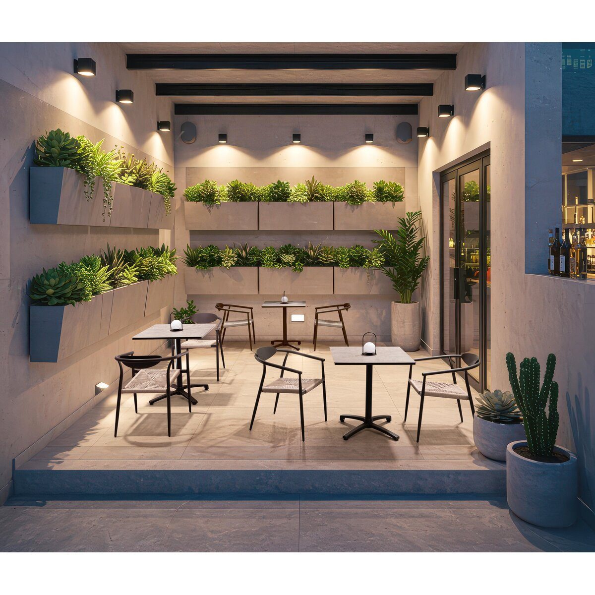 Feeling4Home Bistrotisch Claret - Aluminium Anthrazit, HPL Grau Dunkel, 70 x 70 cm, Klappbare Tischplatte, seitlich stapelbare Basis
