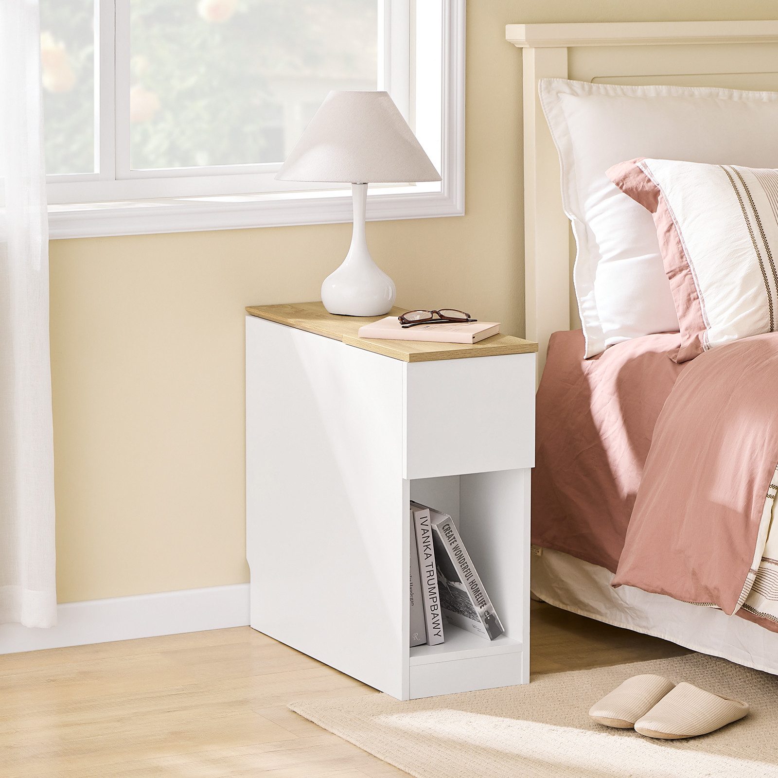 SoBuy Nachttisch FBT162, Nachtkommode, mit Stauraumregal und Schubladen, sc günstig online kaufen