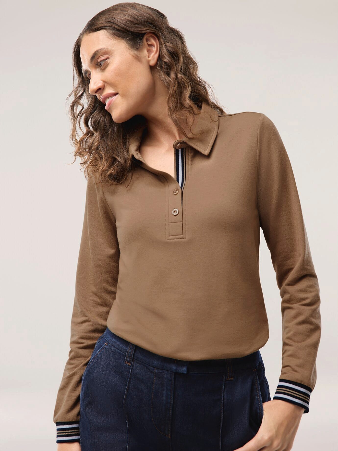 Walbusch Poloshirt Poloshirt Kontrastdetail normale Größen, Polokragen