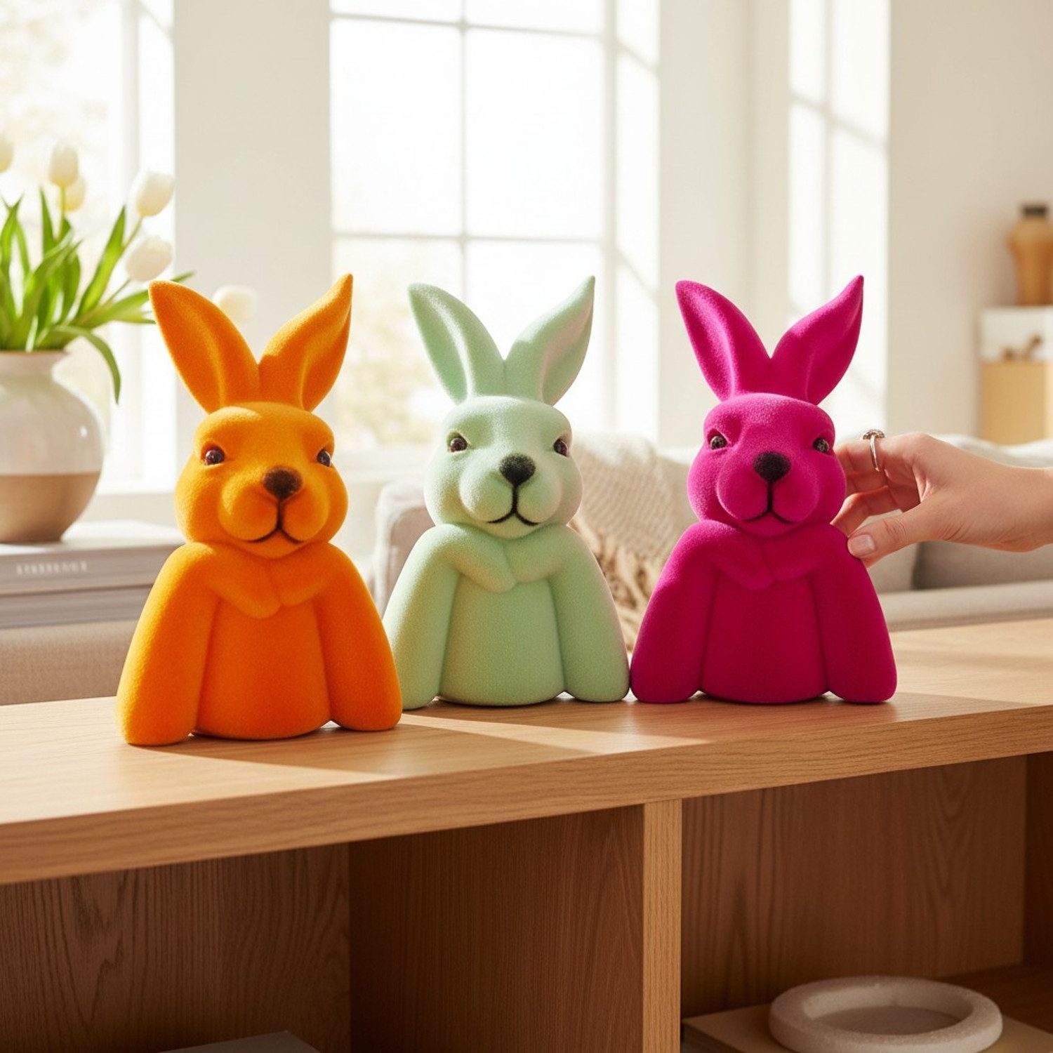 Macosa Home Osterhase Hasenbüste Pink, Orange od. Grün modern 29 cm (Dekofigur Büste Hasenfigur, 1 St., Osterhase Dekoration Ostern), bunt modern Osterhase Osterdeko